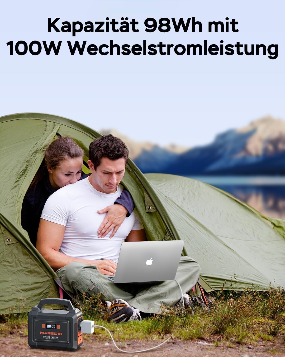 MARBERO 150W Power Station Solargeneratoren 98Wh Camping Akku Netzteil mit 220V Steckdose, DC-Anschlüssen, USB-Anschlüssen, LED für CPAP Outdoor, Camping, Reisen, Jagd, Blackout – Bild 4
