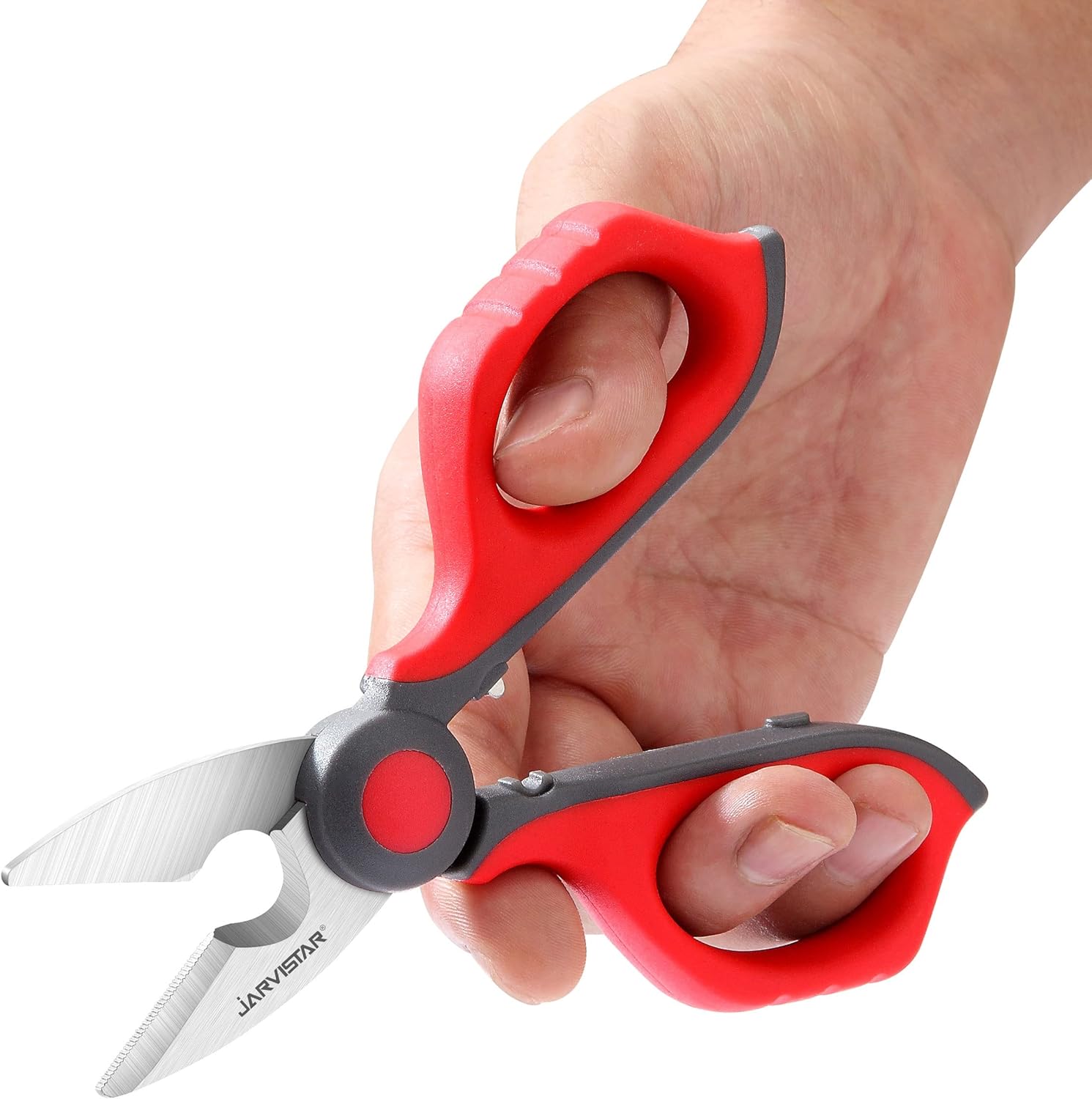 JARVISTAR Elektrikerschere, Universal-Kabelschere, 6 Zoll Multifunktionsschere mit Gürtelclip und weichem Gummigriff, Edelstahlschere, 15,3 cm (Schwarz/Rot) – Bild 3