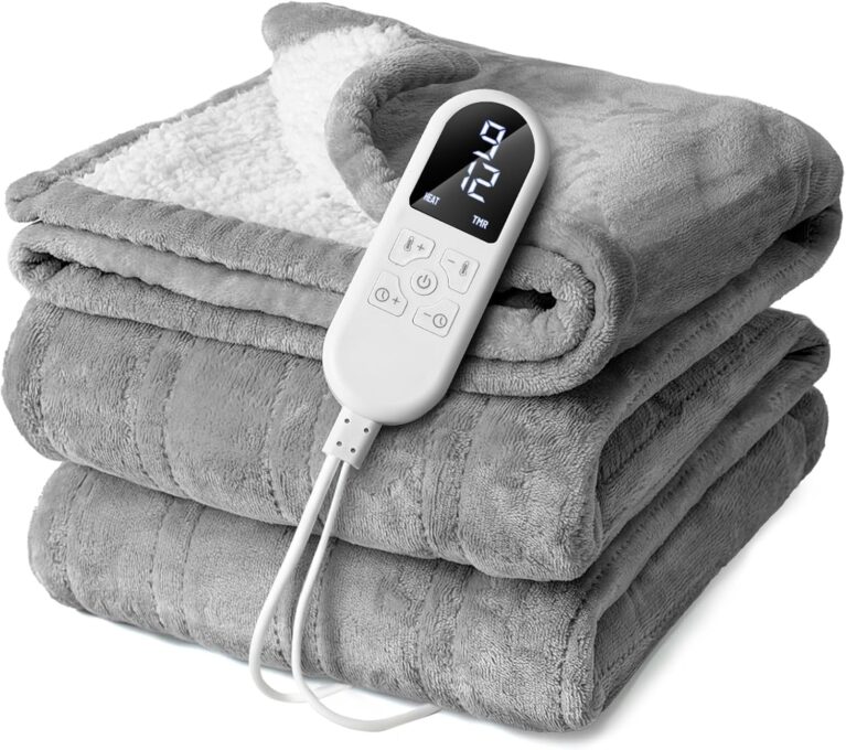 Heizdecke mit automatischer Abschaltung, 130 x 160 cm, elektrische Heizdecke mit 8 Heizstufen bis 55 °C & 12 Stunden Auto-Off-Timer, Überhitzungsschutz, doppelseitige Kuscheldecke, Bett, Sofa
