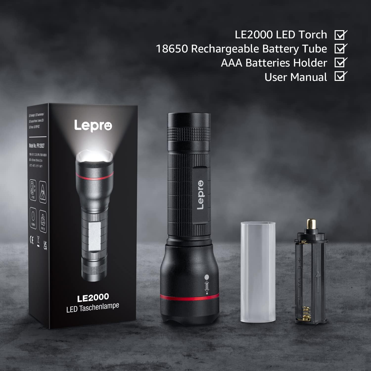 Lepro LED-Taschenlampe, LE2000, extrem helle kleine Taschenlampen, batteriebetrieben mit 5 Modi, zoombare Camping-Handlampe, wasserdicht, praktische Taschenlampe für draußen, Wandern, Angeln, Hundespaziergang | Extrem helle Mini-Taschenlampen (keine Batterien im Lieferumfang enthalten), wasserdichte Taschenlampe für Outdoor, Wandern, Geschenk, Notfall – Bild 9