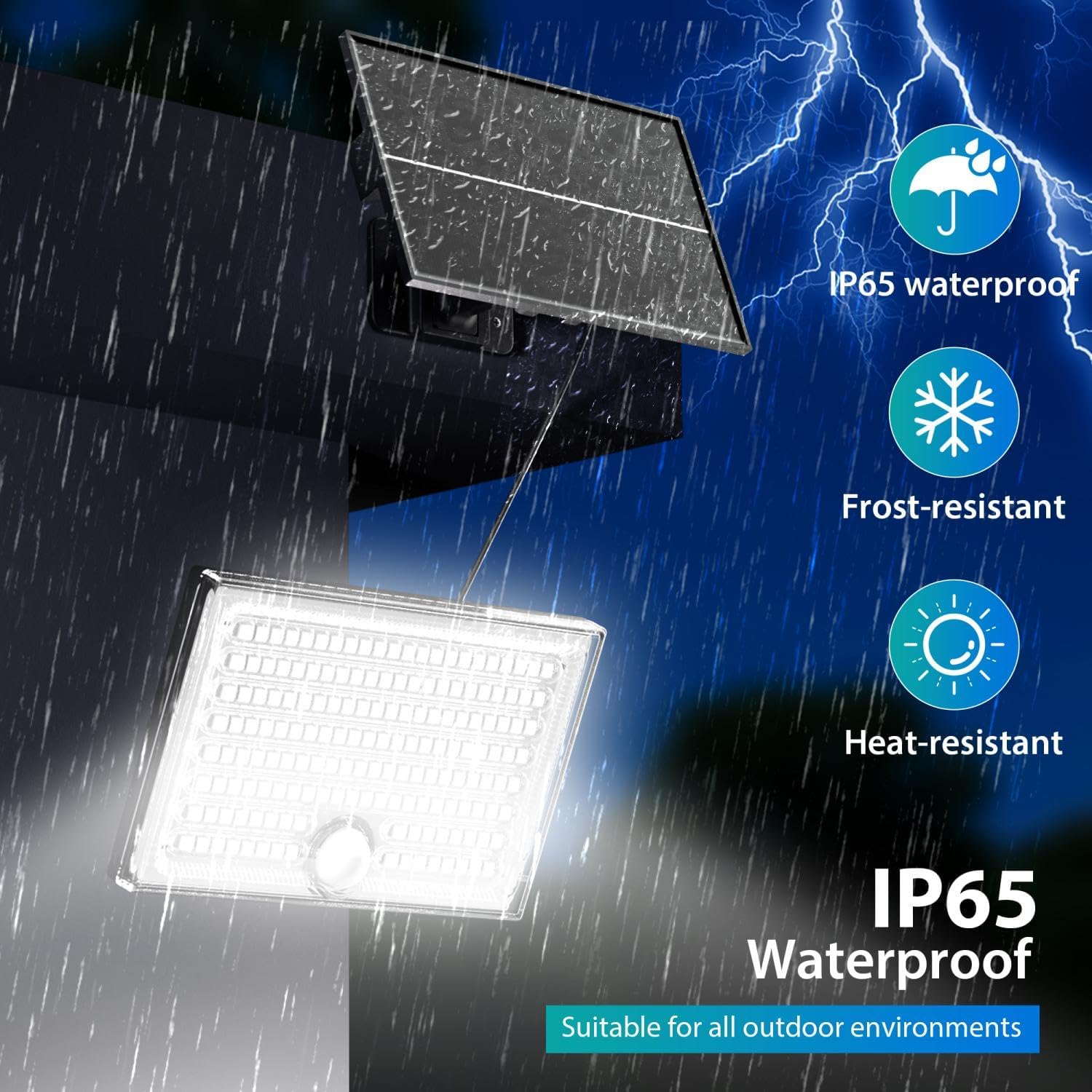 Realky Solarleuchten für den Außenbereich mit Bewegungsmelder, IP65 wasserdichter Solarstrahler mit 5 m Kabel für Garage, Garten, Hof, Stufen, Haustüren, 1 Stück – Bild 3