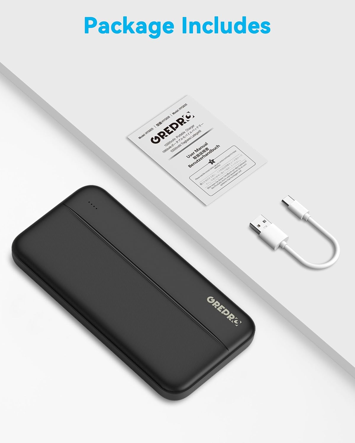 GREPRO Powerbank 10000 mAh, kleine Powerbank mit Typ-C-Eingang und 2 x USB-A- und USB-C-Ausgangsanschlüssen, kompatibel mit iPhone 17, 16, 15 Pro Max, Smartphones und Tablets – Bild 6