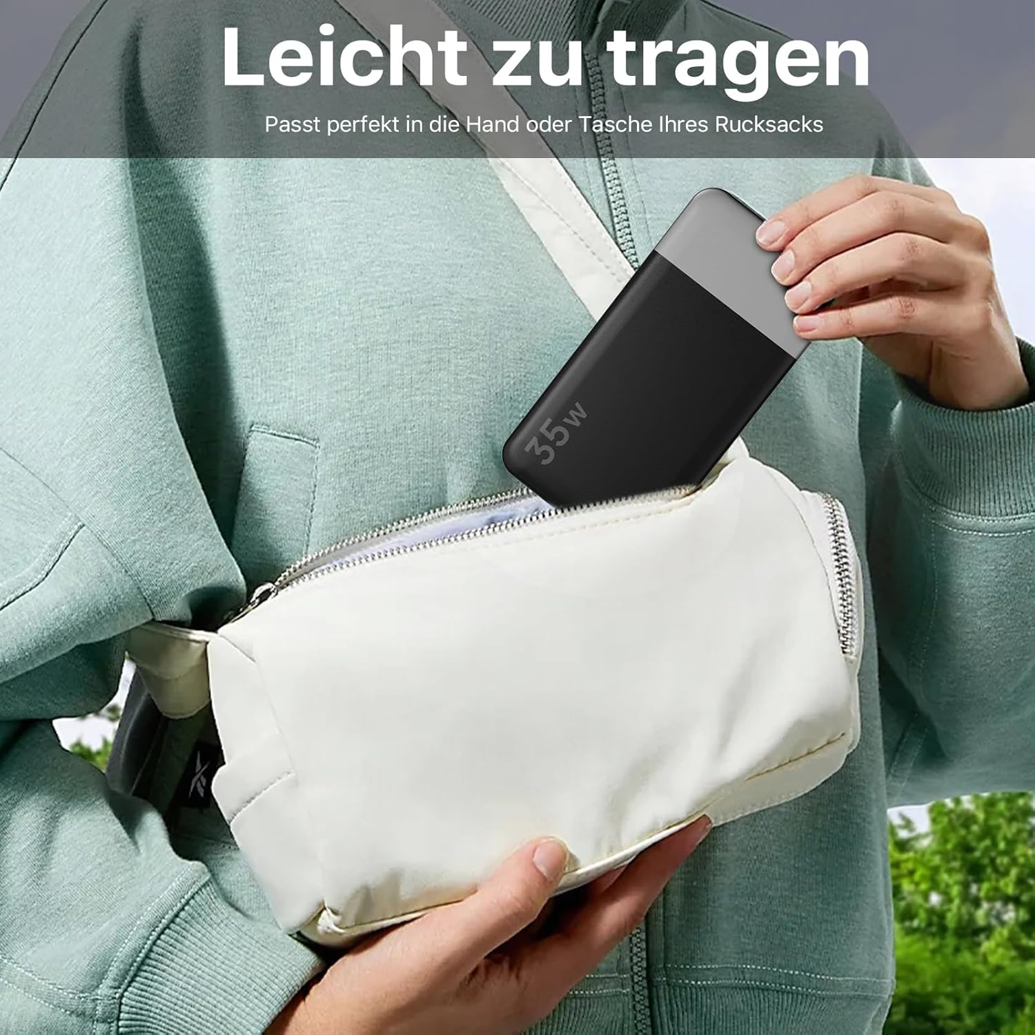 NOBIS 35 W Powerbank 10000 mAh Externer Akku mit Digitalanzeige | USB C Ladegerät Quick Charge PD QC, tragbare Powerbank für Smartphone, Tablet, Kamera – Bild 6