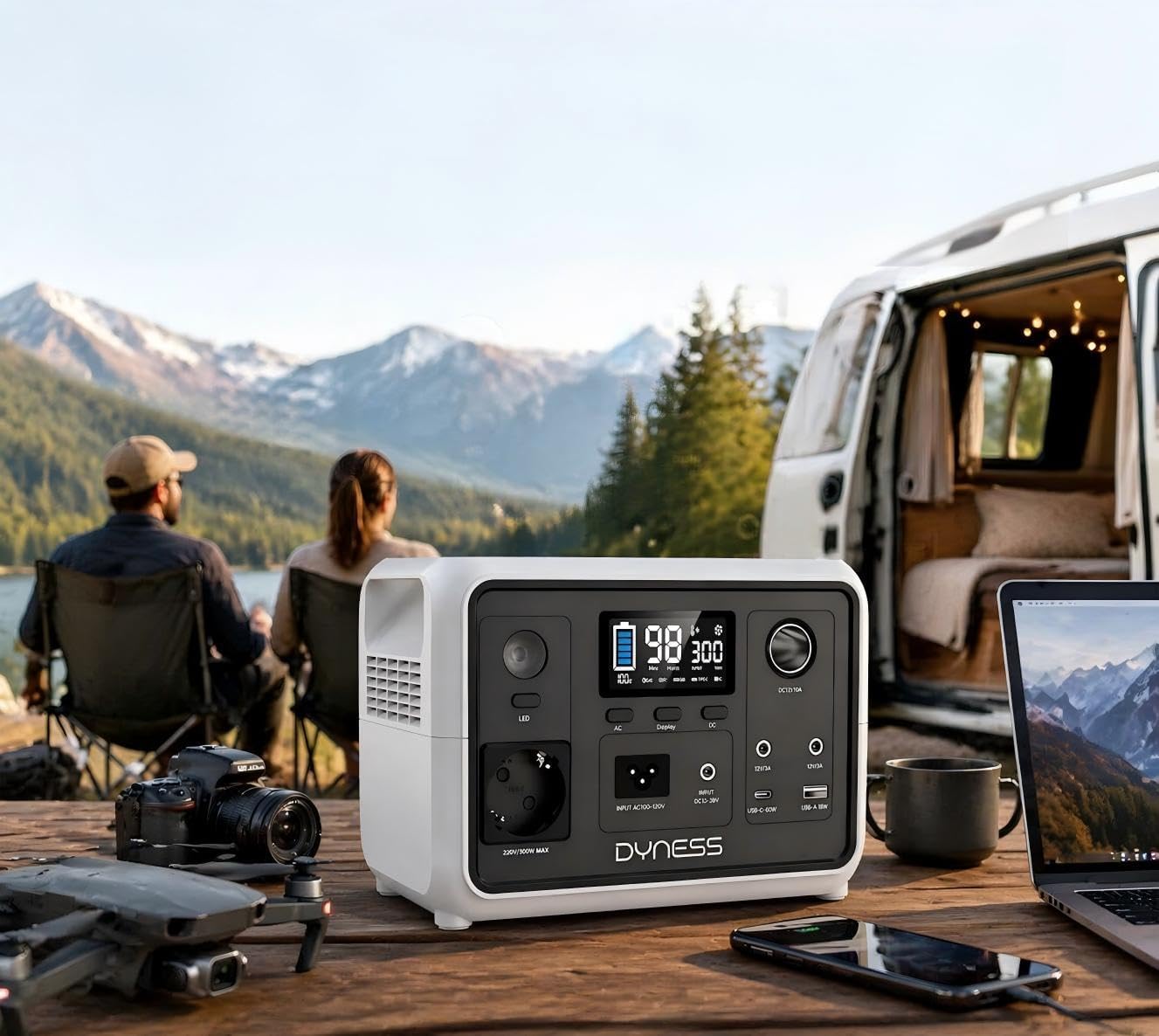Dyness 300W Tragbares Kraftwerk, LiFePO4-Akku Tragbares Kraftwerk 256Wh AC-Steckdose Solargenerator mit 6 Ausgängen & 4 Lademöglichkeiten, Notstrom für Camping, Wohnmobil, Reisen – Bild 7