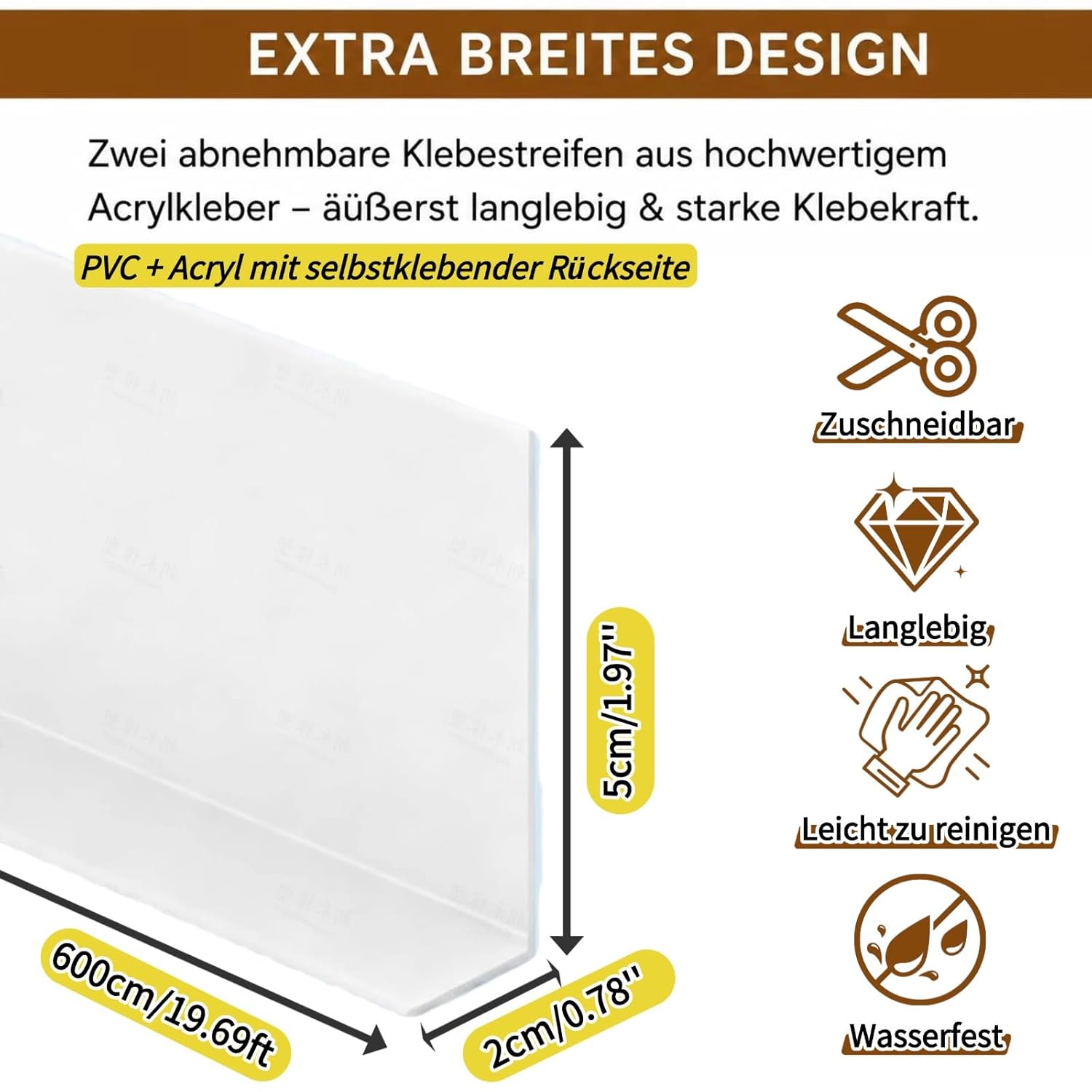 Weichsockelleiste Selbstklebend, 50x20mm (6M) PVC Weichsockelleiste Flexible Küchenabschlussleiste Sockelleiste Selbstklebende für Küche und Badezimmer – Bild 6