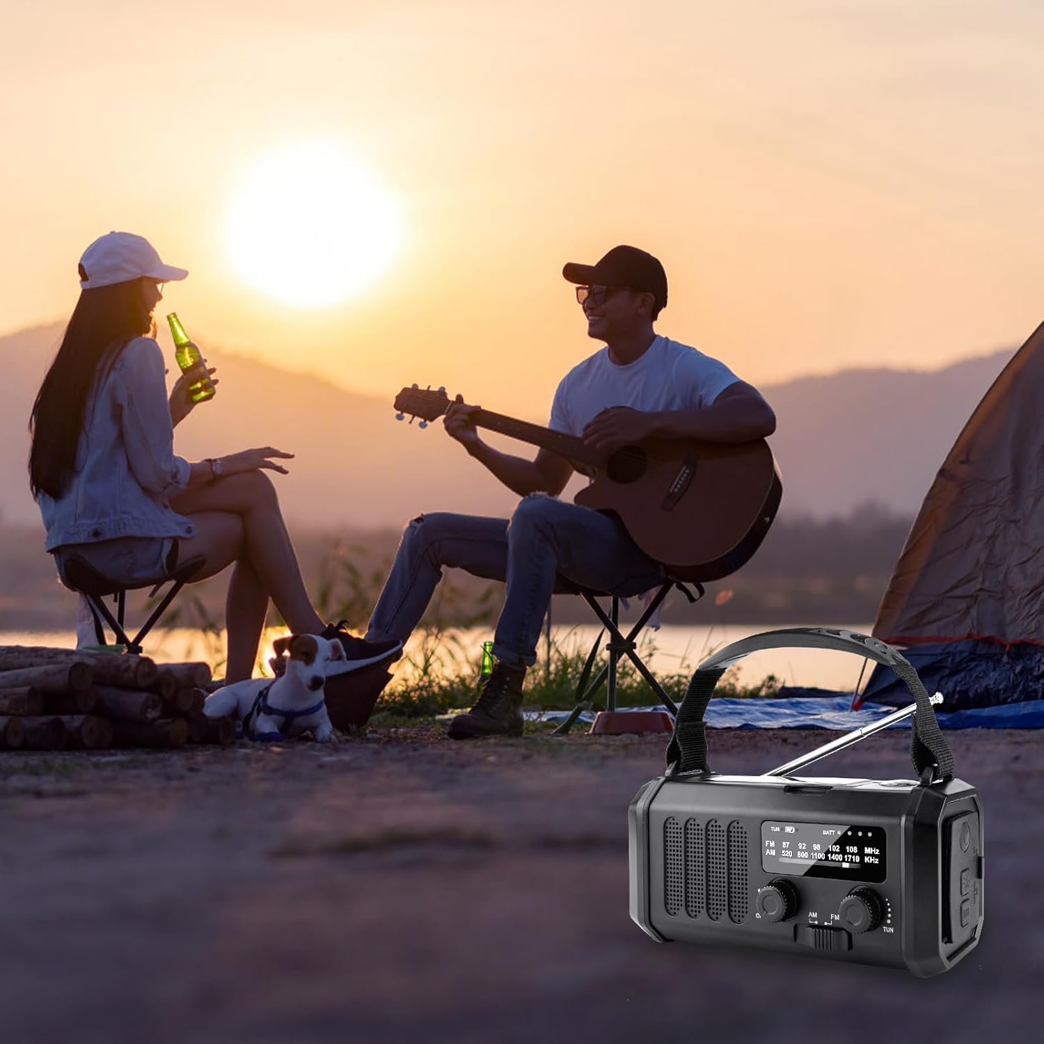 YIKANWEN Kurbelradio mit 20.000-mAh-Akku, wiederaufladbar, tragbarer Solarradio-Dynamo mit AM/FM/NOAA, Powerbank, LED-Campinglicht, SOS-Alarm, Kompass, Schwarz – Bild 8