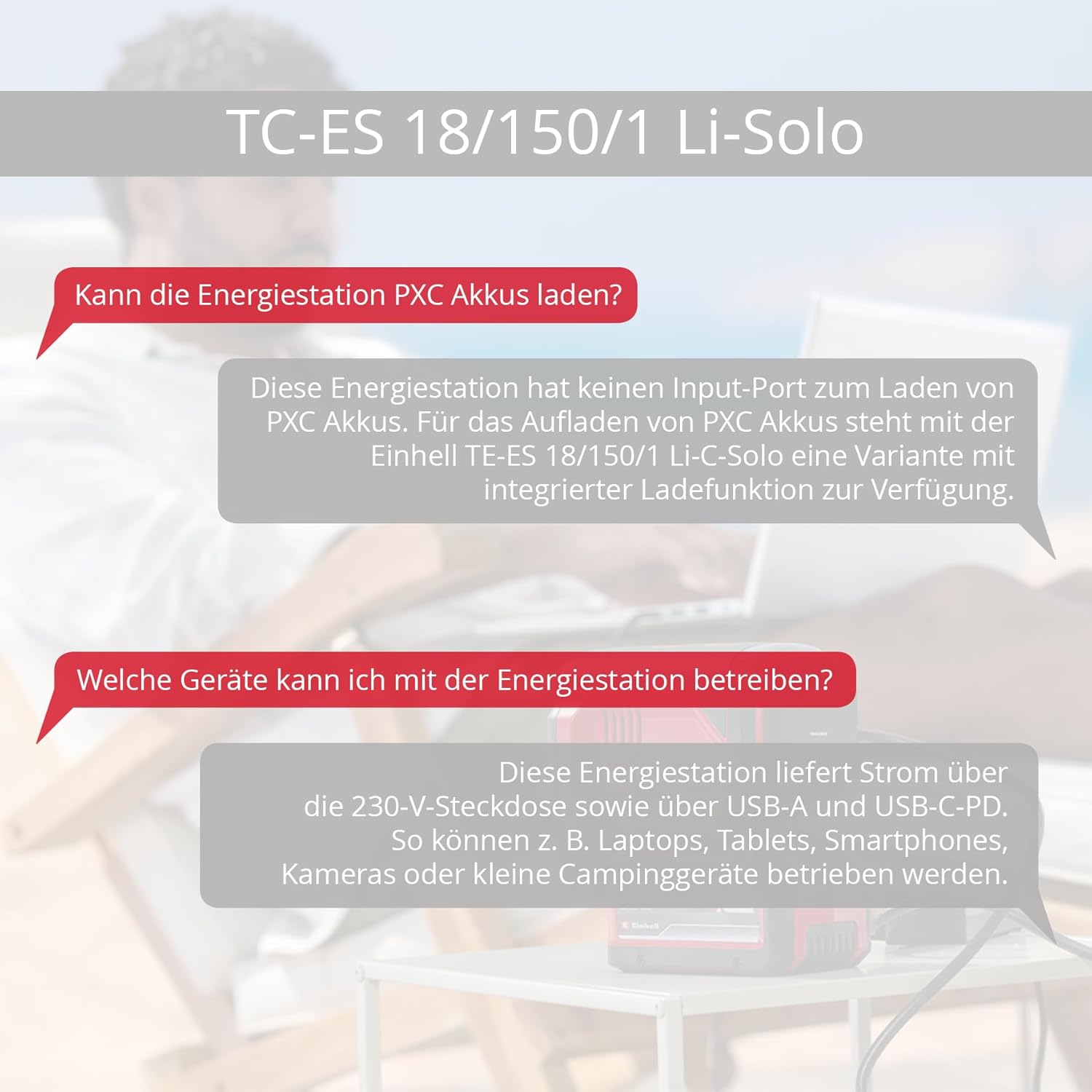 Einhell Battery Power Station TC-ES 18/150/1 Li-Solo Power – Bild 5