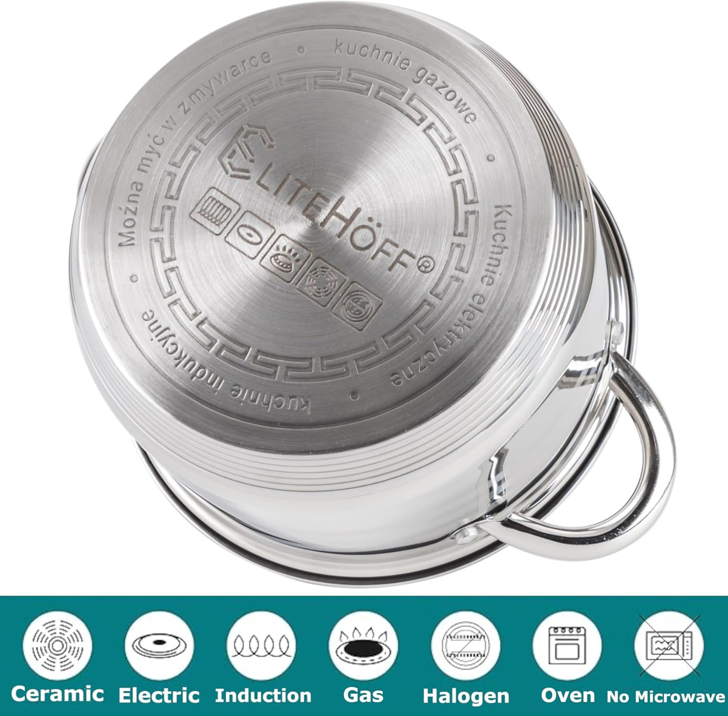 EliteHoff 6-teiliges Induktions-Kochtopfset mit Glasdeckel, 7-lagiges Topfset aus Edelstahl, geeignet für Induktionsherde, Kochgeschirrset für alle Herdarten (E-4303) – Bild 4