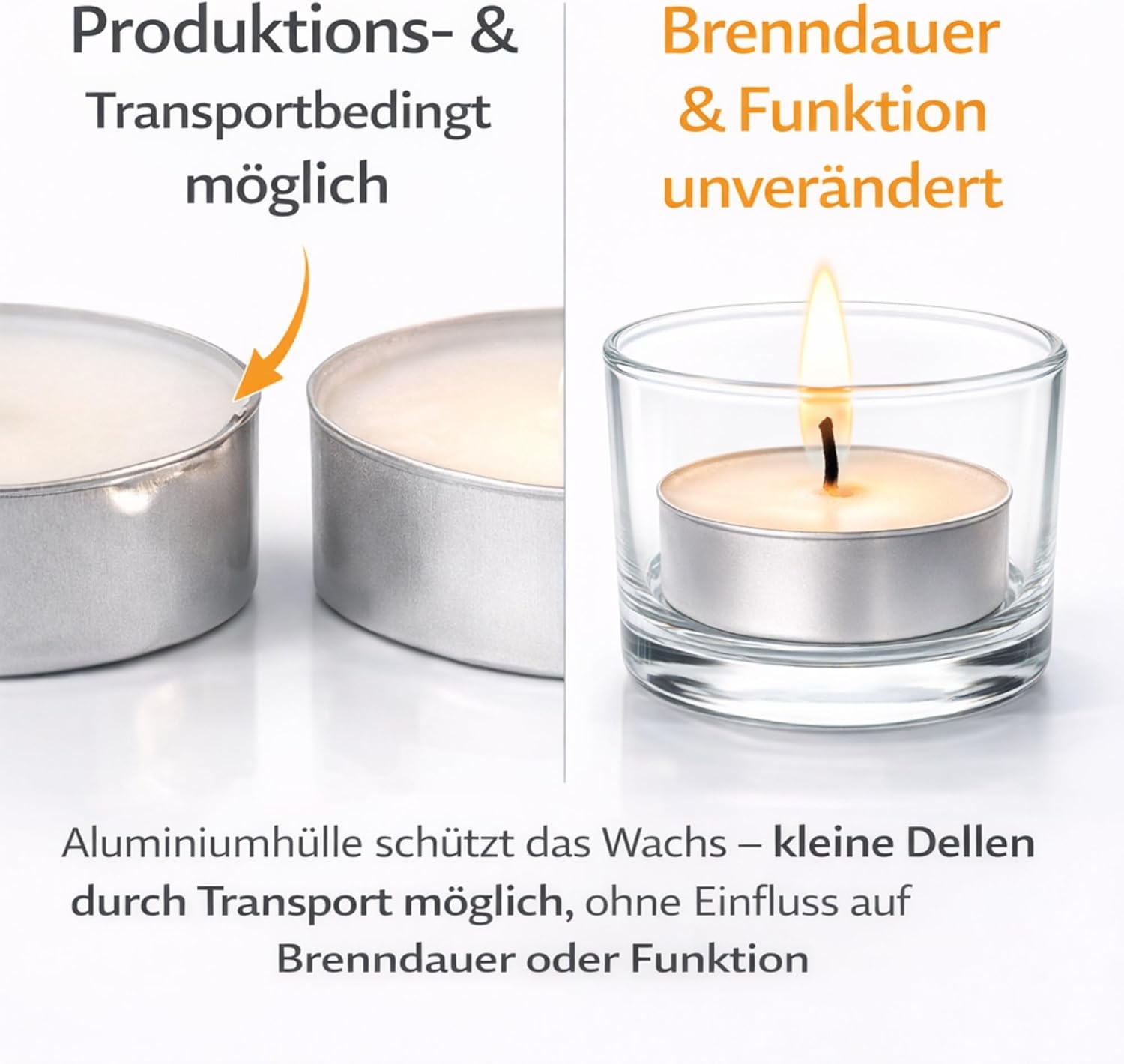400 Teelichter – 4 Stunden Brenndauer – rußarm und gleichmäßig – ideal für Dekoration, Feiern und Notversorgung – weiße Qualitäts-Teelichter im Vorratspack – Bild 4