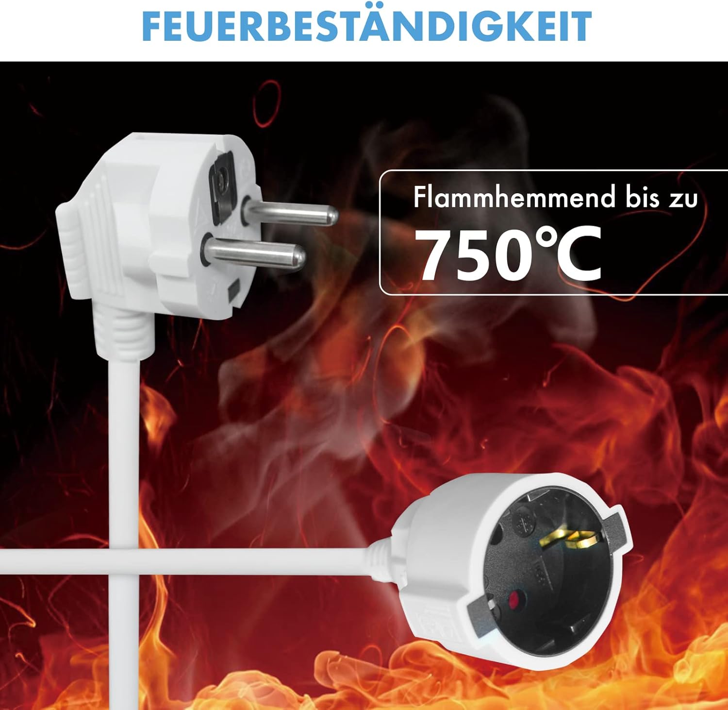 RealMade Verlängerungskabel, mit Kinderschutzstecker, 3680 W Schutzkontaktverlängerung für den Innenbereich, 16A/250V, weiß – Bild 5