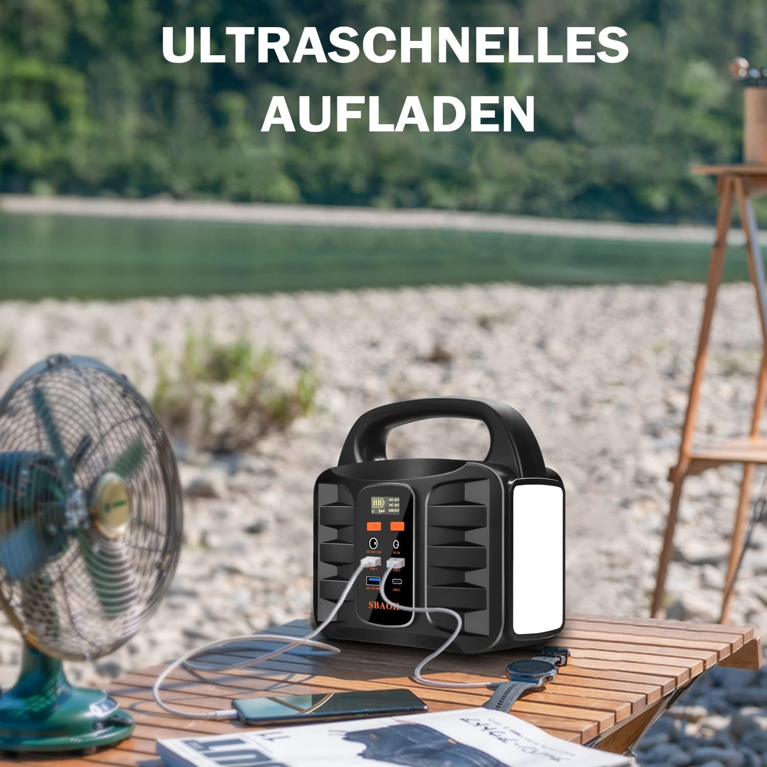 Tragbares Kraftwerk 99 Wh, SBAOH 150 W Solargenerator-Batterie mit Wechselstrom/Auto-Zigarettenanzünder/USB-Ausgang, mobiler Stromgenerator für Reisen/Camping/im Freien/Notfall – Bild 2