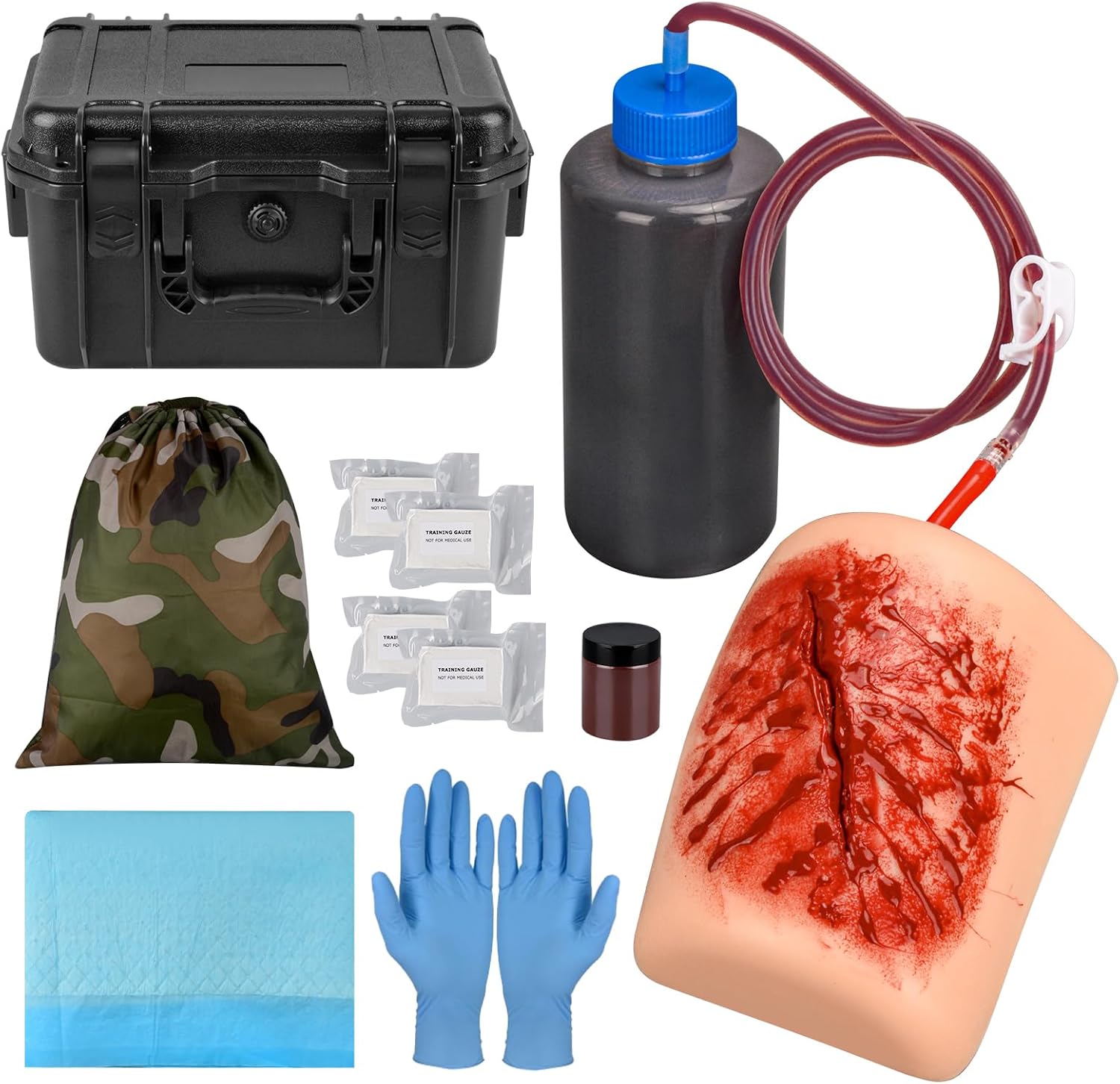 Wundpackungs- und Tourniquet-Trainer-Set, Blutungskontroll-Tourniquet-Trainer, Stop-the-Bleed-Trainingsset für medizinische Kurse – Taktische Box