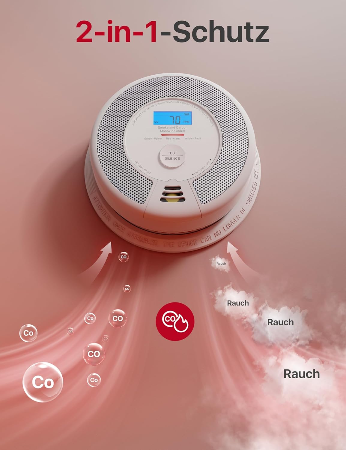 X-Sense WLAN-Rauch- und Kohlenmonoxidmelder mit austauschbarer Batterie, intelligenter Kombinationsmelder, kompatibel mit der X-Sense Home Security App, SC07-WX, 1 Stück – Bild 2
