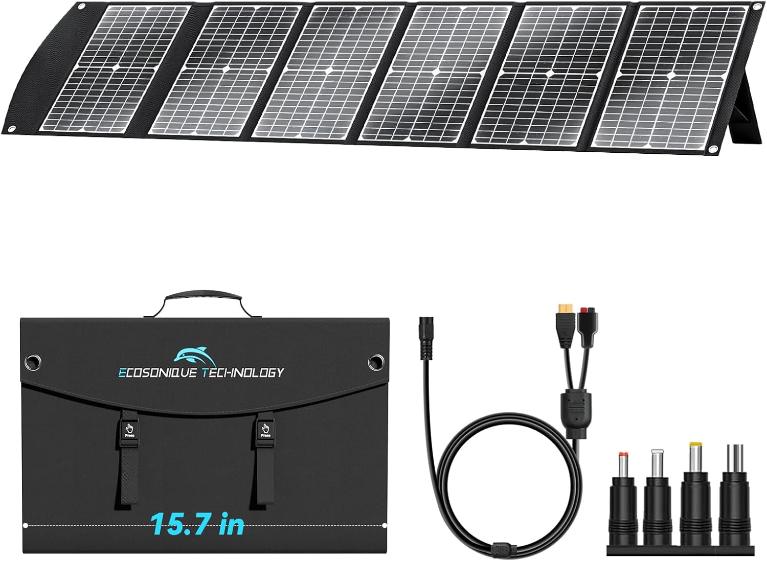 Solarpanel faltbar 100 W Schnellladung mit USB-A QC3.0 USB-C PD3.0 DC 20 V | Solarmodul 100W Tragbares Leichtgewicht mit Kickstand Camping kompatibel Power Station Solargeneratoren Handys Power Bank