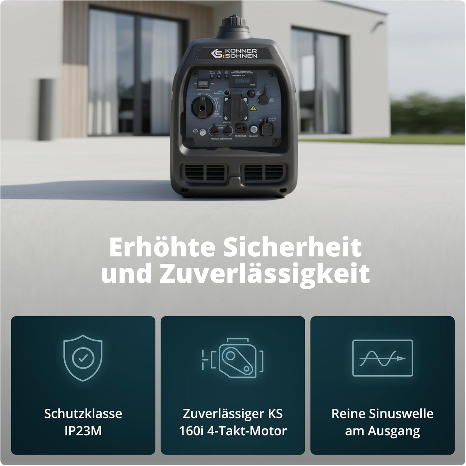Könner & Söhnen KS 3100iG S LPG/Benzin Inverter Generator 3100 W, Notstromaggregat, Schuko-Steckdose 230 V, 2 USB-Anschlüsse, Inverter Stromerzeuger, Eco-Modus, Kupferwicklungen, Stromerzeuger Euro V – Bild 7