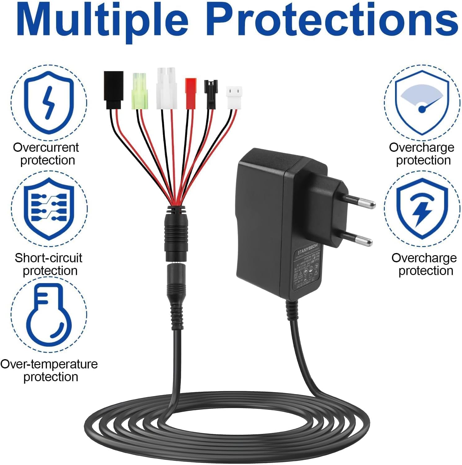 RC-Ladegerät Intelligentes 2,4-V-12-V-NIMH-/NICD-Akkuladegerät mit 6 Anschlüssen Mini und Standard TA-Miya/SM 2P/JST/Huanqi/XH3P Chargeur Battery Voiture RC für ferngesteuerte Autos, Flugzeuge, Boote – Bild 6