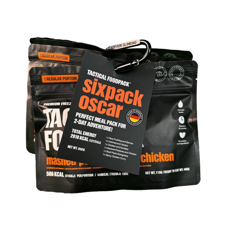 Tactical Foodpack Six Pack Oscar (6 Mahlzeiten) – Gefriergetrocknete Mahlzeiten I Verzehrfertig I MRE I Survival I Outdoor Food I Trekking Food I Expedition I Office