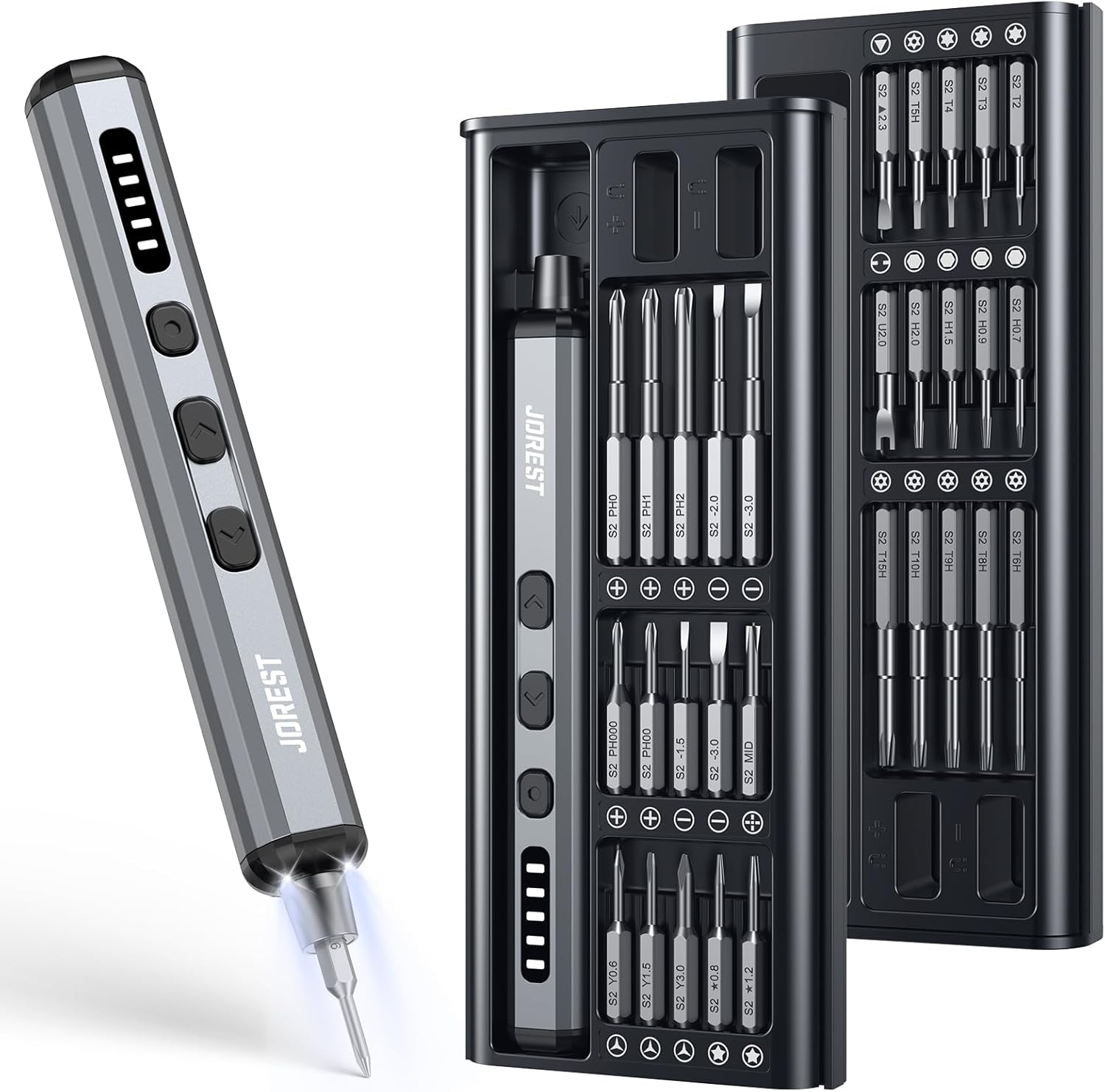 JOREST Mini-Elektro-Schraubendreher-Set, 38-in-1 magnetisches Präzisions-Schraubendreher-Set, Reparaturwerkzeug-Set für iPhones, Laptops, Drohnen, Geschenke für Männer, Geburtstagsgeschenk für Papa