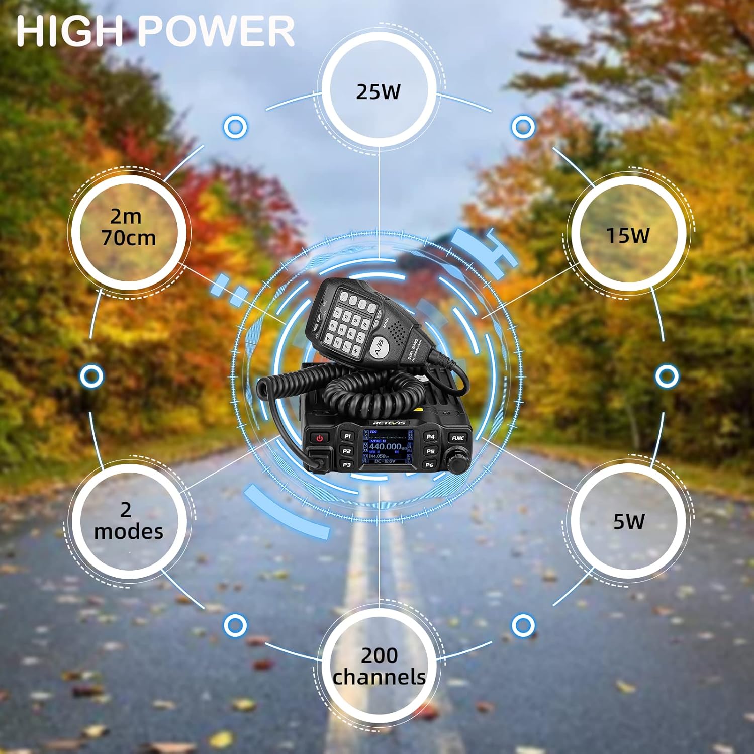 Retevis RT95 Dualband-Amateurfunkgerät, Amateurfunkgerät für Mobilgeräte, große Reichweite, sauberes Signal, Chirp, DTMF 5Tone, Radio-AutoTransceiver (schwarz) – Bild 5