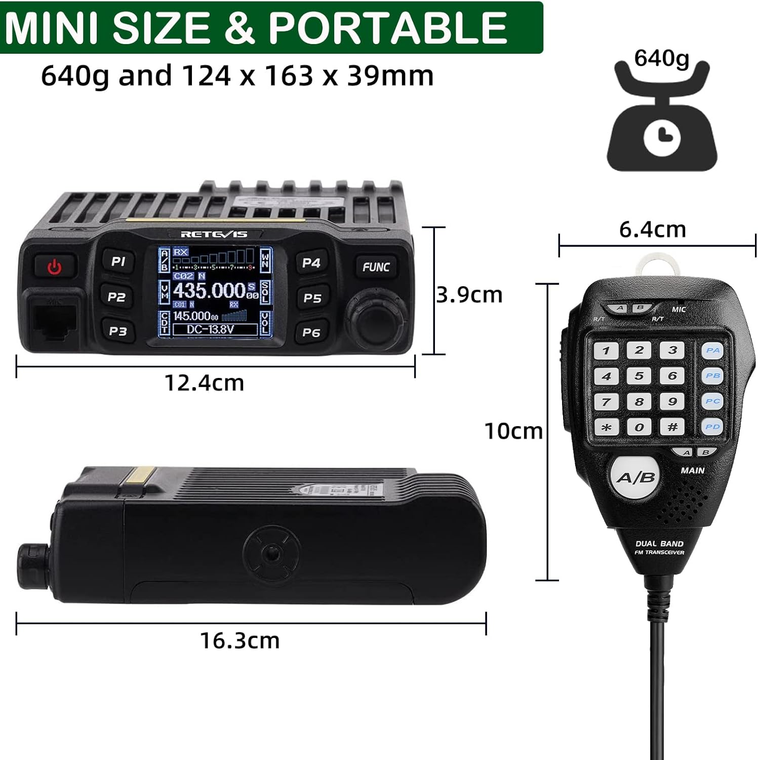 Retevis RT95 Dualband-Amateurfunkgerät, Amateurfunkgerät für Mobilgeräte, große Reichweite, sauberes Signal, Chirp, DTMF 5Tone, Radio-AutoTransceiver (schwarz) – Bild 3
