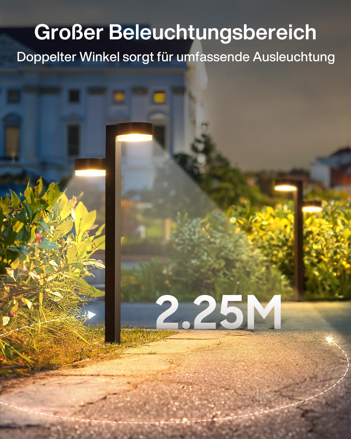 GEARLITE Solarleuchten für den Garten im Freien, 4er-Pack, 2-in-1 superhelle 3500 K warmweiße Solarleuchten für den Außenbereich mit 24 LEDs, automatisches Ein-/Ausschalten, IP65 wasserdichte Solar-Gartenleuchten für Weg, Rasen, Hof, Terrasse, Balkon – Bild 2