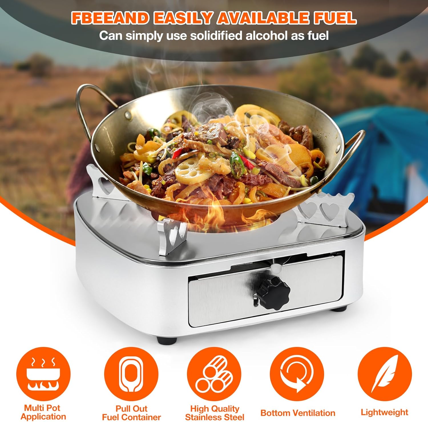 onlyfire Spirituskocher, tragbarer Campingkocher für den Innen- und Außenbereich, kompakter Alkoholkocher aus Edelstahl, Alkoholkocher, Spirituskocher zum Kochen, Camping, Trekking, Garten, Picknick – Bild 3