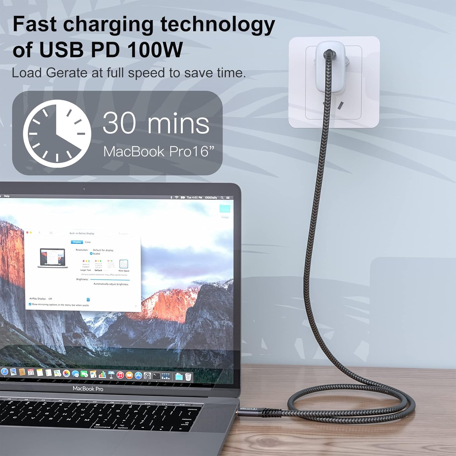 CAKOBLE USB C Kabel auf USB C 2M, USB 3.2 Gen2 Typ C Ladekabel, 20 Gbit/s Datenübertragung, 100 W 20 V/5 A Schnellladekabel, 4K @@ 60 Hz Videoübertragung für Laptop, Handy, Monitor, Geräte – Bild 4