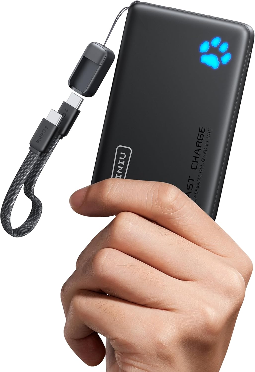 INIU Powerbank, kleine 45W Schnellladung 10000mAh Powerbank mit abnehmbarem USB-C-Kabel, geeignet für Fliegen & Reisen Essential, externe Handy-Akkus für iPhone 17 16 15 Pro, Samsung S25, Xiaomi, iPad usw