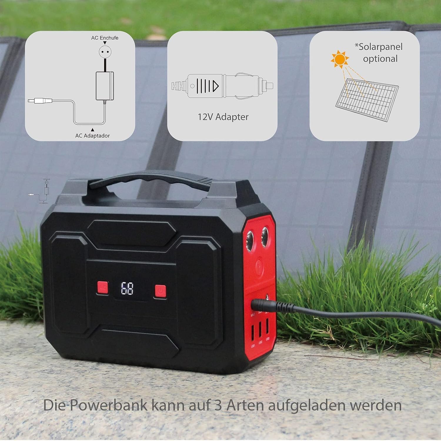 Powkey Solargenerator R100 mit 40 W Solarpanel, 99 Wh Batterie, tragbares Kraftwerk, 100 W AC/18 W USB-C-Ausgang, für Outdoor, netzunabhängig, Wohnmobil, Notfall – Bild 3