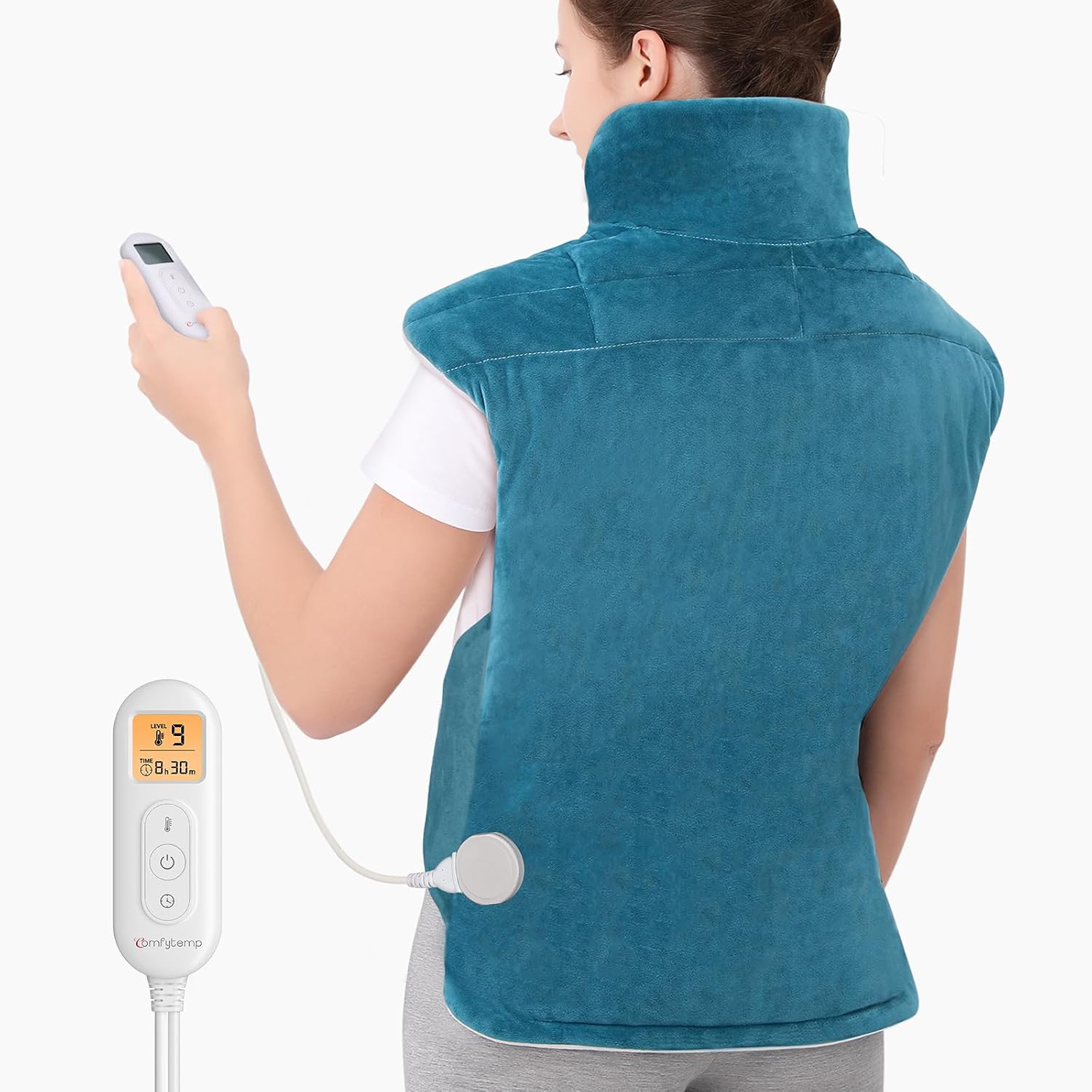 Comfytemp Heizkissen Rücken mit 9 Wärmestufen Schulter-Nacken-Wärmegürtel | 1,1 kg schwerer Rückenwärmer, 0,5–9 Stunden automatische Abschaltung, Nackenwärmer, Wärmekissen, Geschenke für Mütter, Frauen, Mama, Papa