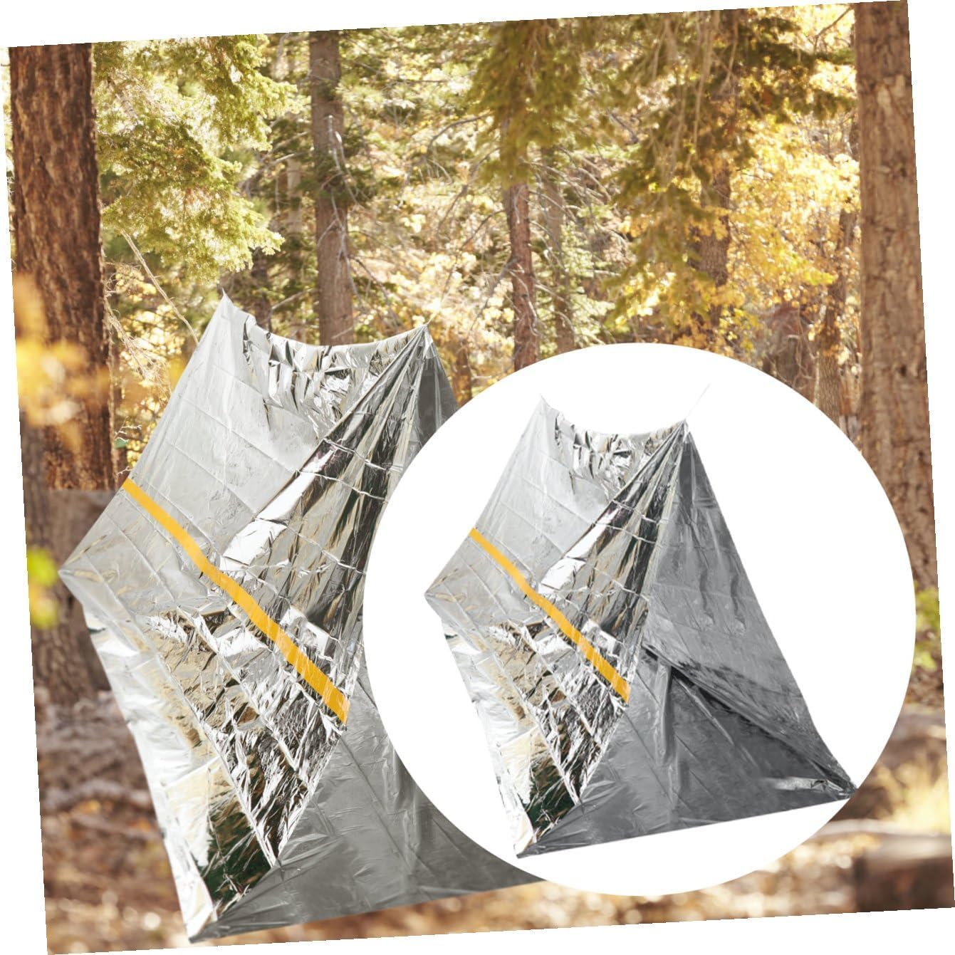 BESPORTBLE Notunterkunft Einweg 2 Stück Silber mit isolierendem Wärmeschutz und robustem Material für Camping Wandern und Radfahren Kompaktes leichtes Design für einfache Handhabung – Bild 6