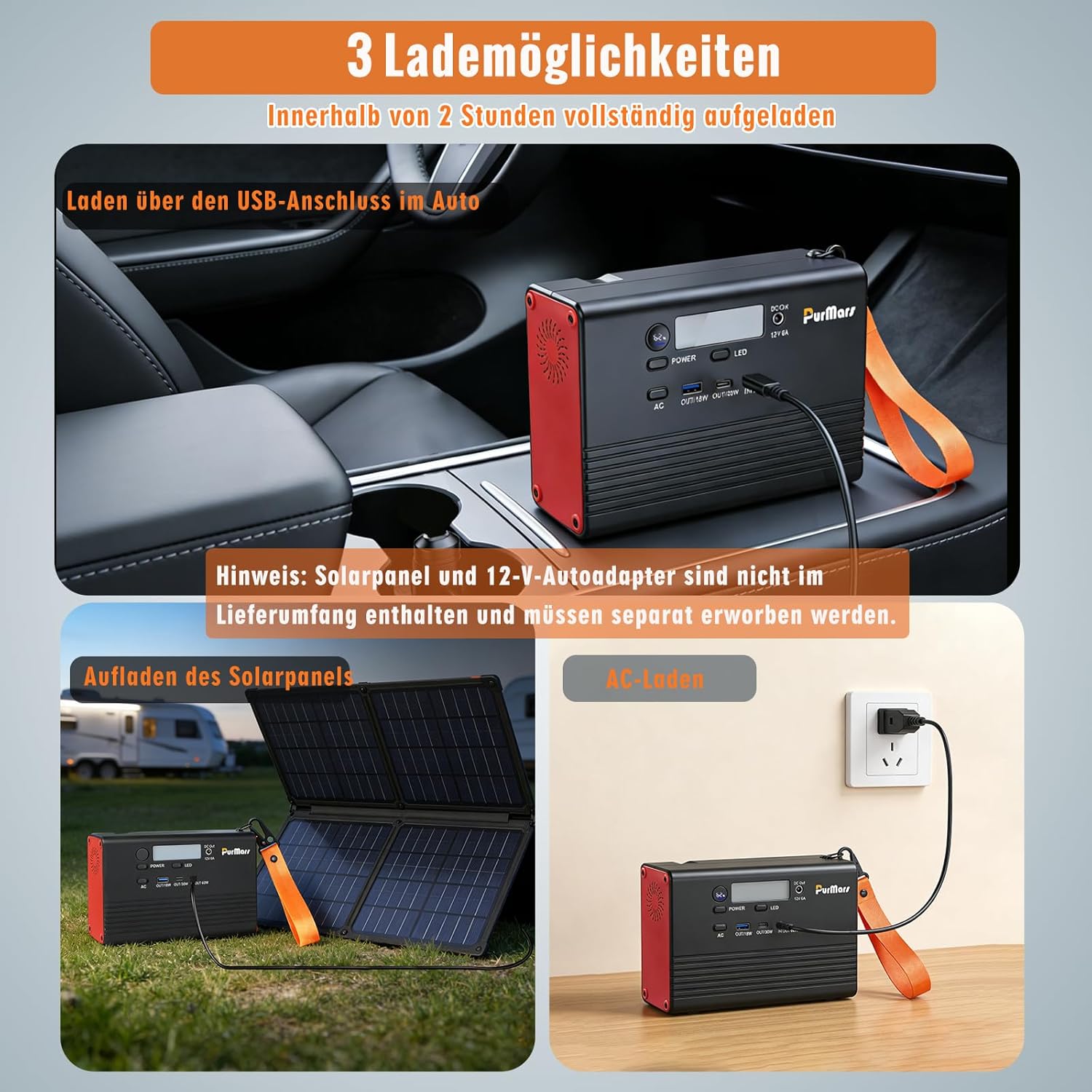 Tragbares Kraftwerk, 28800 mAh/92 Wh Powerbank mit 230 V AC-Ausgang, unterstützt 60 W PD-Schnellladung, 1,2 kg leichtes Design, geeignet für Flugzeuge, geeignet für Camping, Reisen und – Bild 6
