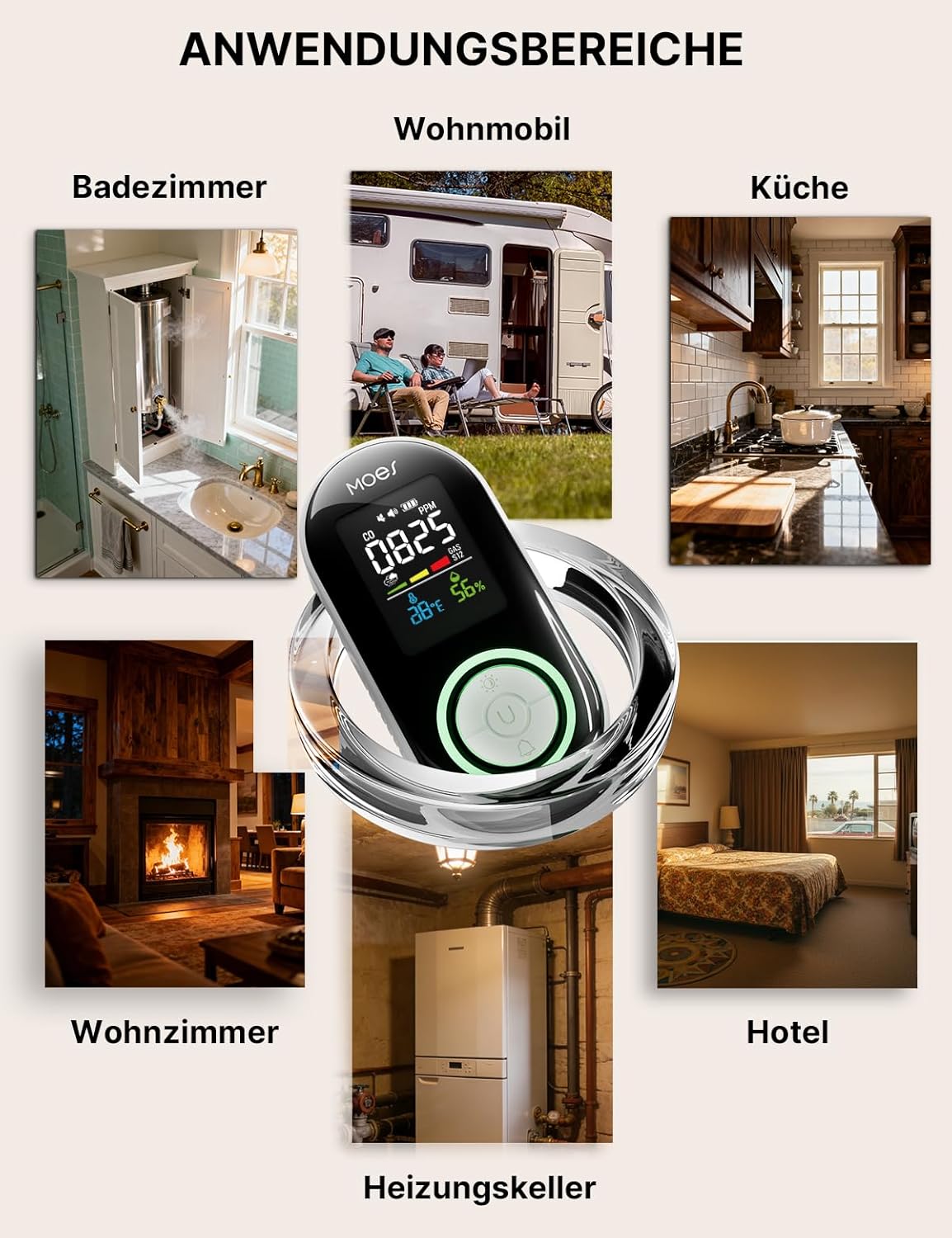 MOES 5-in-1 Gas-, Rauch- und Kohlenmonoxidmelder für die Steckdose mit 10-Jahres-Sensor & 1000 mAh Batterie, CO, Gasmelder, Rauchmelder mit Temperatur/Luftfeuchtigkeit, Alarm für Haus und Wohnmobil – Bild 8