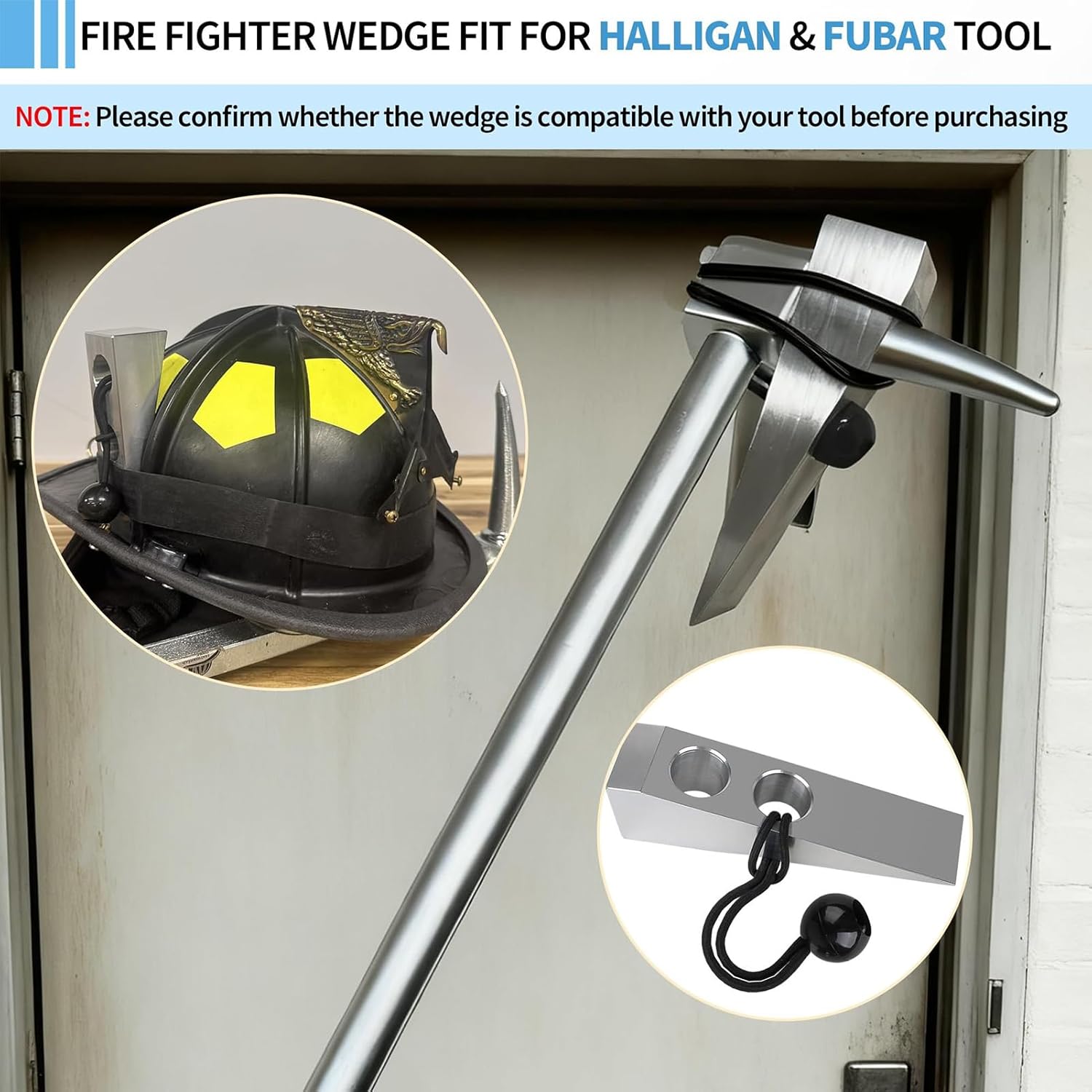 Aluminium-Feuerwehrkeil, Notfall-Einstiegsausrüstung, Türkeil aus Metall mit robustem Design, Sicherheitswerkzeug für die Inspektion von Fensterwänden, Rettungsausrüstungskeil für Zuhause – Bild 3