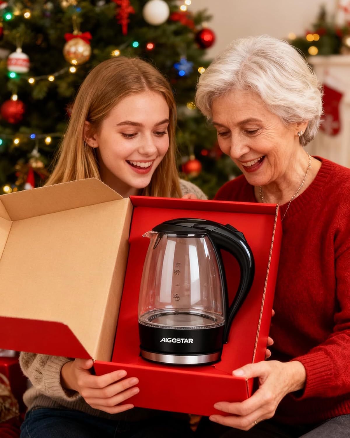 Aigostar Eve 30GON Glaswasserkocher mit LED-Beleuchtung, 2200 Watt, 1,7 Liter, Koch-Trockenschutz, BPA-frei, Weiß -, Adam – Bild 10