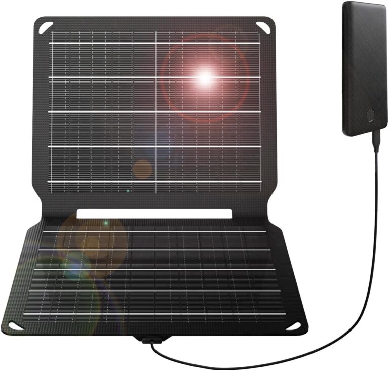 FlexSolar 10 W tragbares Solarpanel-Ladegerät, wasserdichtes IP67 faltbares Solarpanel mit USB-Anschluss, kompatibel mit iPhone Xs/X/8/7, iPad, Camping, Rucksackreisen, E-10, E-10W, gefaltet: 7,6 x 8,8 x 0,7 Zoll