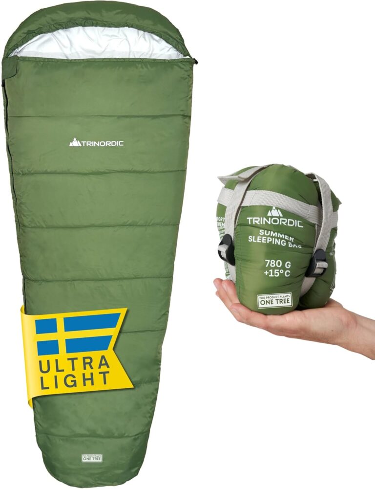 Trinordic Ultraleichter Sommerschlafsack – Mumienschlafsack für Erwachsene, kompakt und leicht, ideal für Camping, Wandern, Trekking und Radfahren