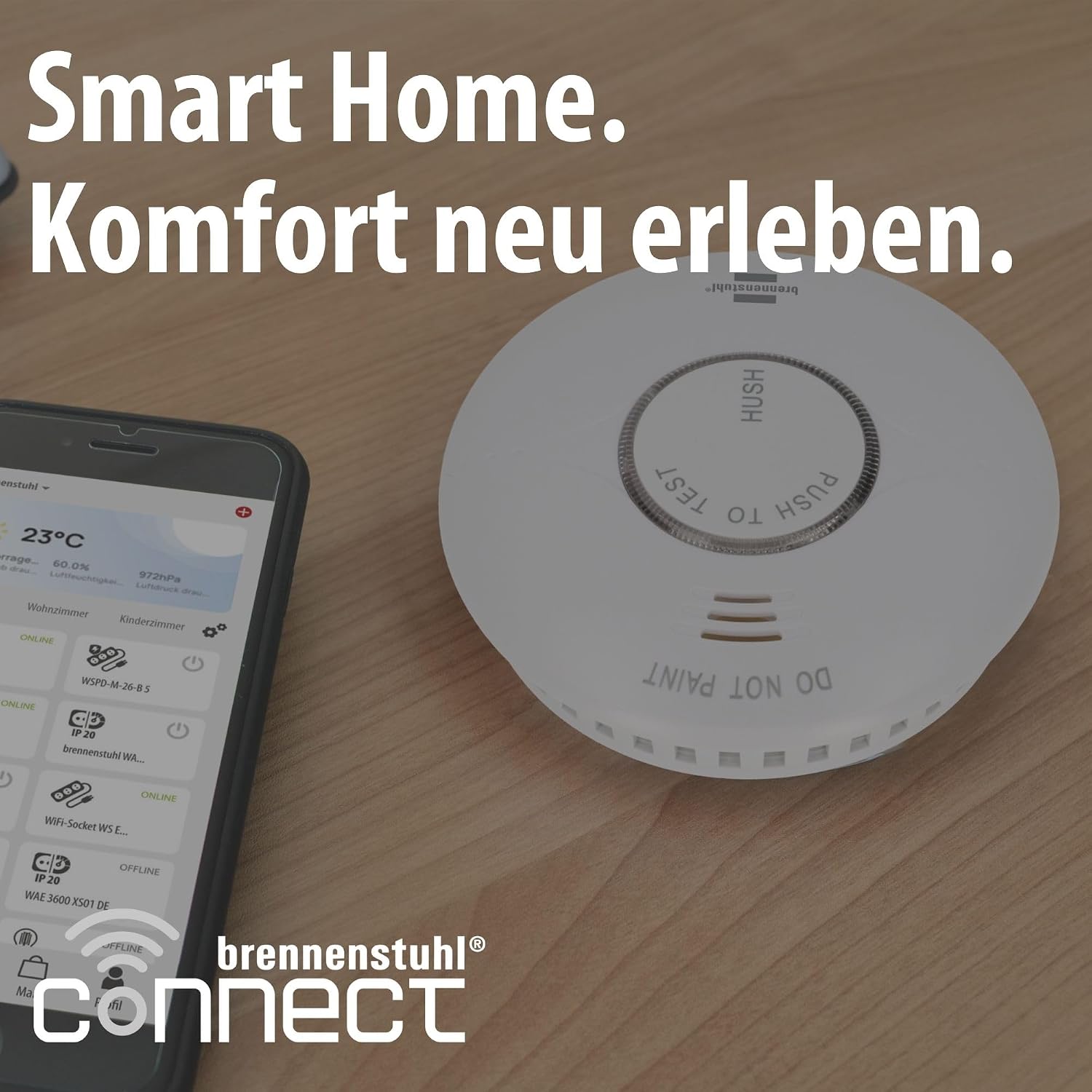 Brennenstuhl Connect WiFi Rauchwarnmelder RM A 3020, inkl. 2X Batterien | Rauchmelder WLAN inklusive 2x austauschbaren Batterien, geprüft nach EN 14604, mit App-Benachrichtigung – Bild 2