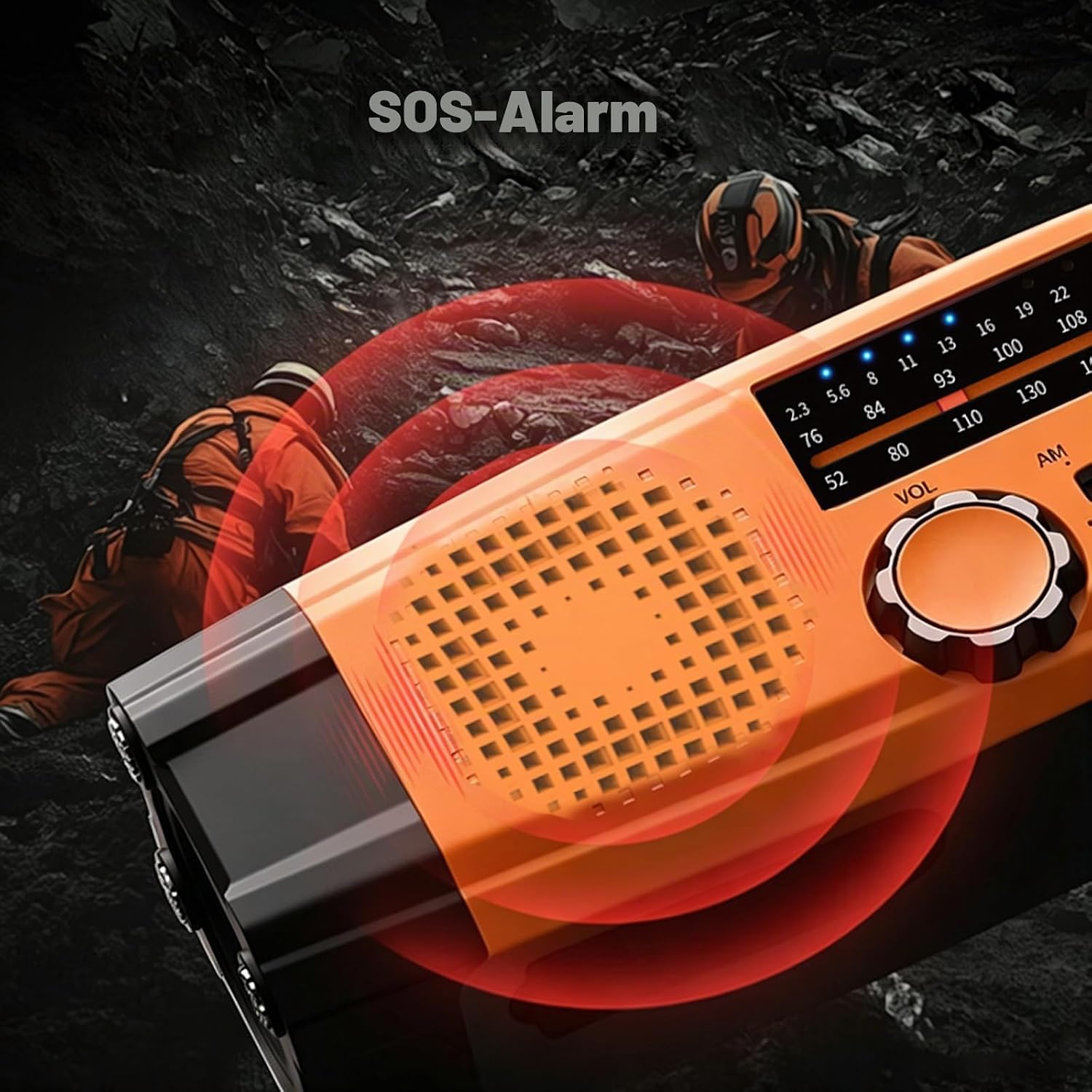 Gemmac Kurbelradio mit Solar und Powerbank, Notfallradio 2000 mAh USB AM/FM/SW Tragbares Notfallradio mit SOS-Alarm-Taschenlampe, Dynamo-Notfallausrüstung für Camping, Outdoor-Survival-Ausrüstung – Bild 8
