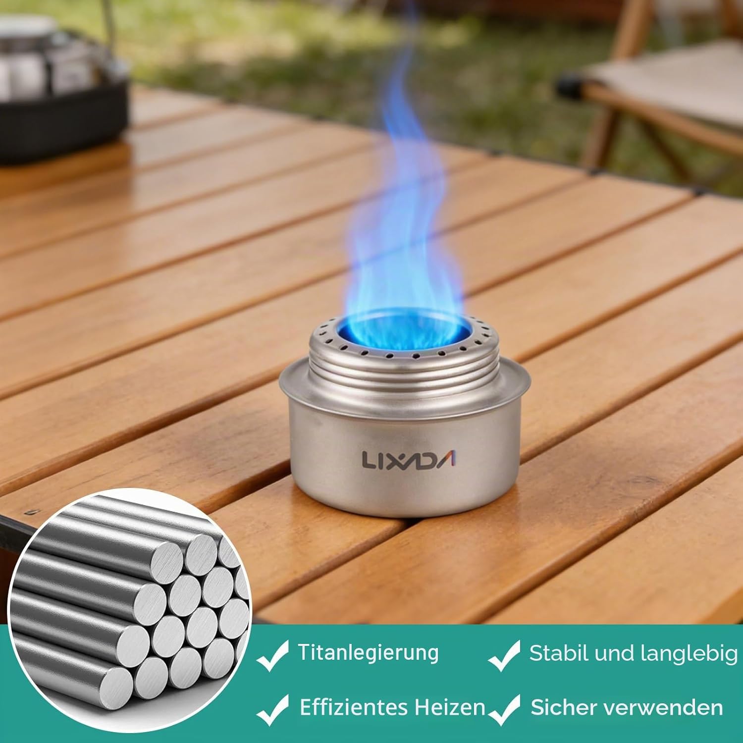 Mini-Alkoholkocher für Rucksackreisen, tragbarer, leichter Campingkocher, Ti-Alkoholbrenner, effizienter und sicherer Campingkocher für Outdoor-Wandern, Kochen, Rucksackreisen – Bild 3