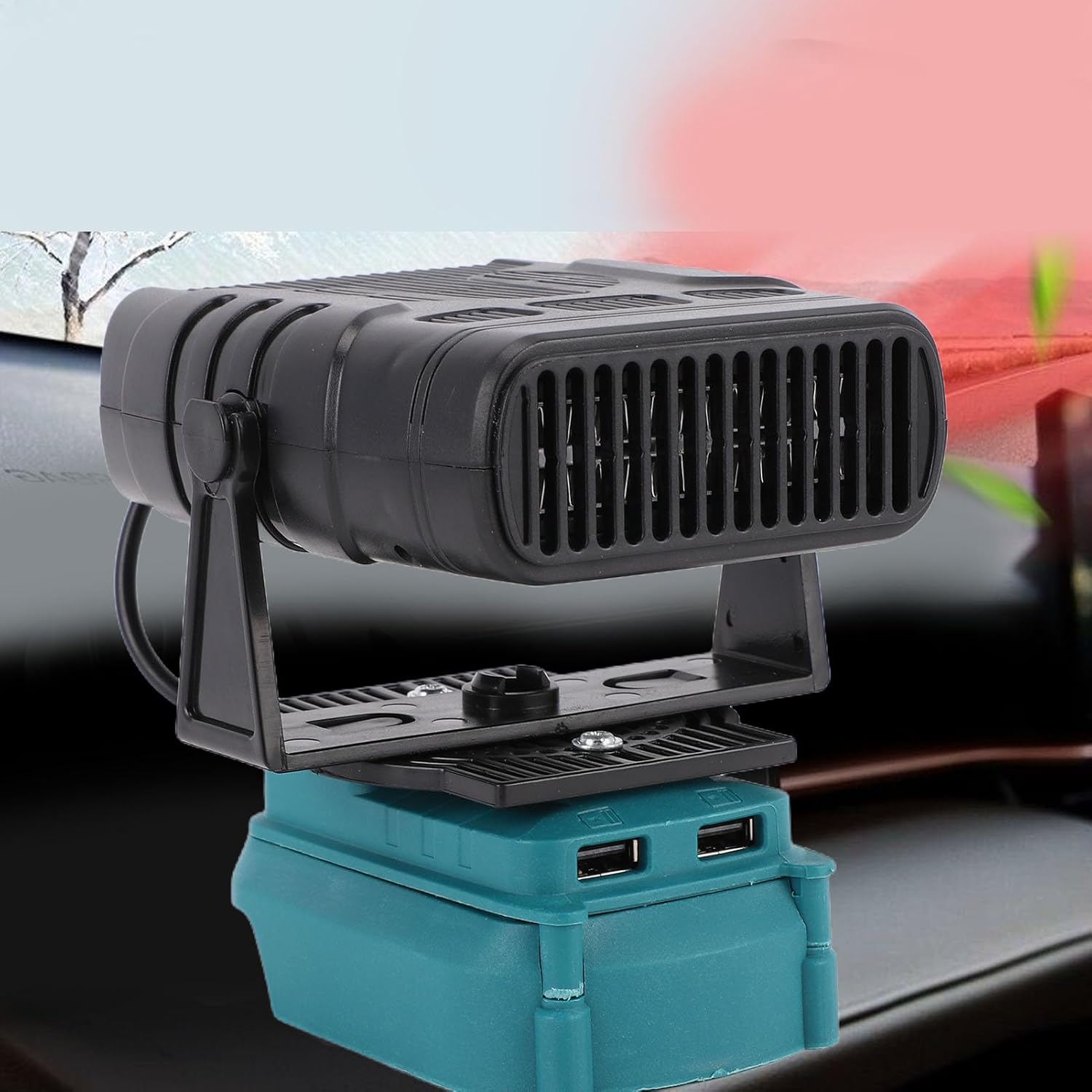 Tragbare Raumheizung von Fafeicy, elektrische Heizung mit 2 Temperatureinstellungen von 55–85 °C und zwei USB-Anschlüssen für BL1850 BL1840 BL1830 BL1820 BL1430 Ion – Bild 3