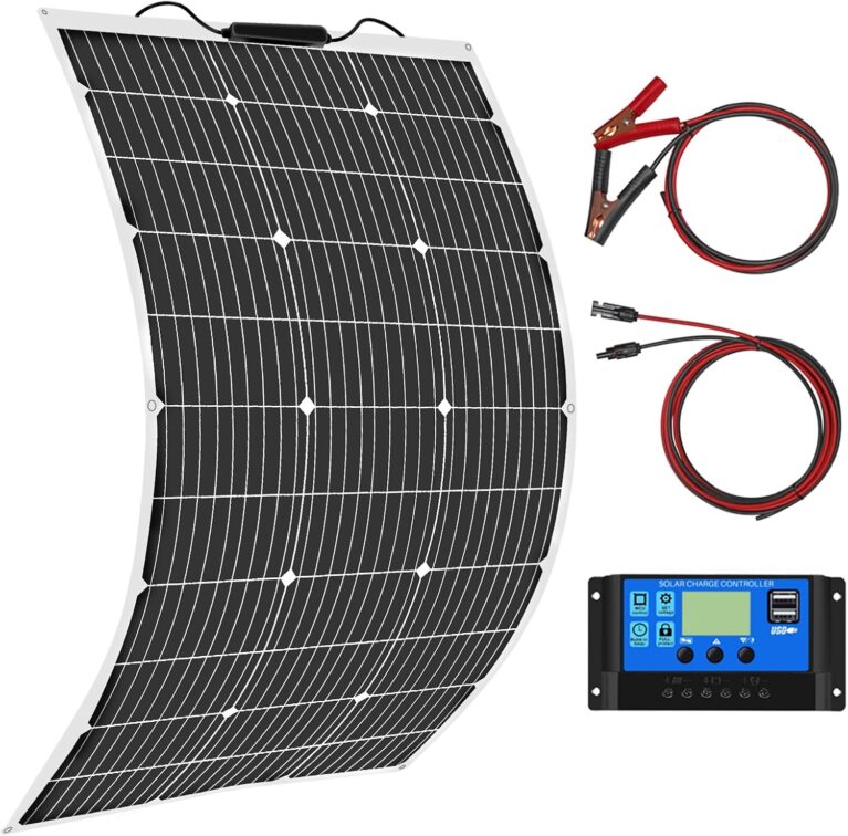 100 Watt 12 Volt Solarpanel Flexibles Kit Monokristallines flexibles Photovoltaik-Solarmodul mit 10 A Laderegler für 12 V Batterien, Wohnmobil, Boot, Wohnwagen, Auto, Yacht, Marine
