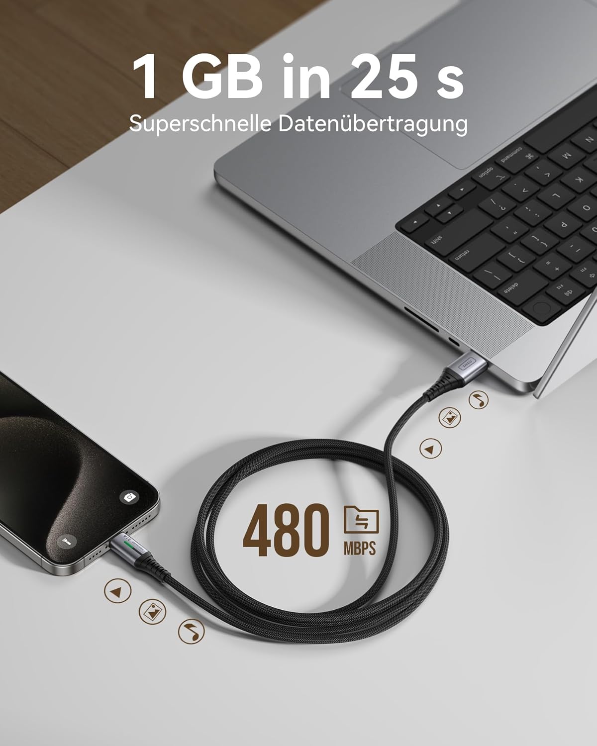 INIU USB auf USB C Kabel, (3 Stück 2 m/2 m/0,5 m), Laden USB-C Nylon Datenkabel, 3,1 A PD Schnellladekabel USB-C für Samsung Galaxy S22 S20 S10 iPhone 15 Huawei P30 Pixel 7 iPad Air Xiaomi PS5 – Bild 6