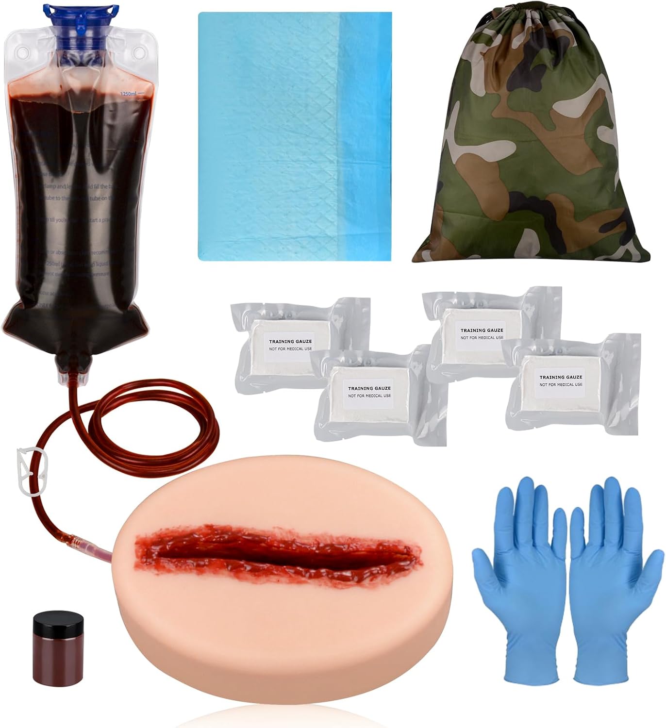 Trainer-Set für Schnittwunde, Trainingsset zum Stoppen der Blutung, Kit zur Blutungskontrolle in medizinischer Qualität (Tasche)