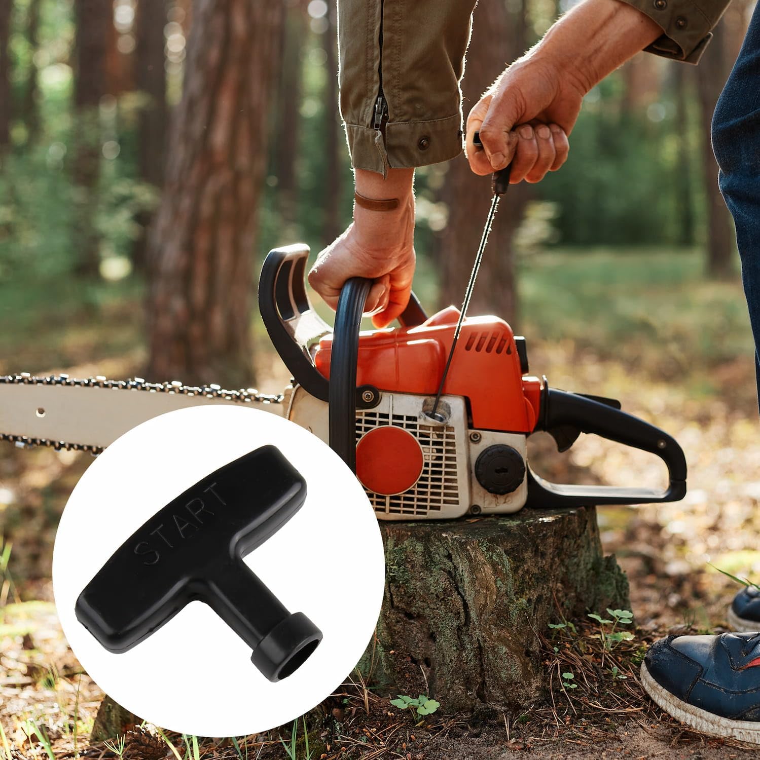 2 Stück Benzinmotor-Startergriff, Startergriff, Seilzugstarter für Rasenmäher, Kettensäge, Generator, Starter-Zubehör, Schwarz – Bild 6
