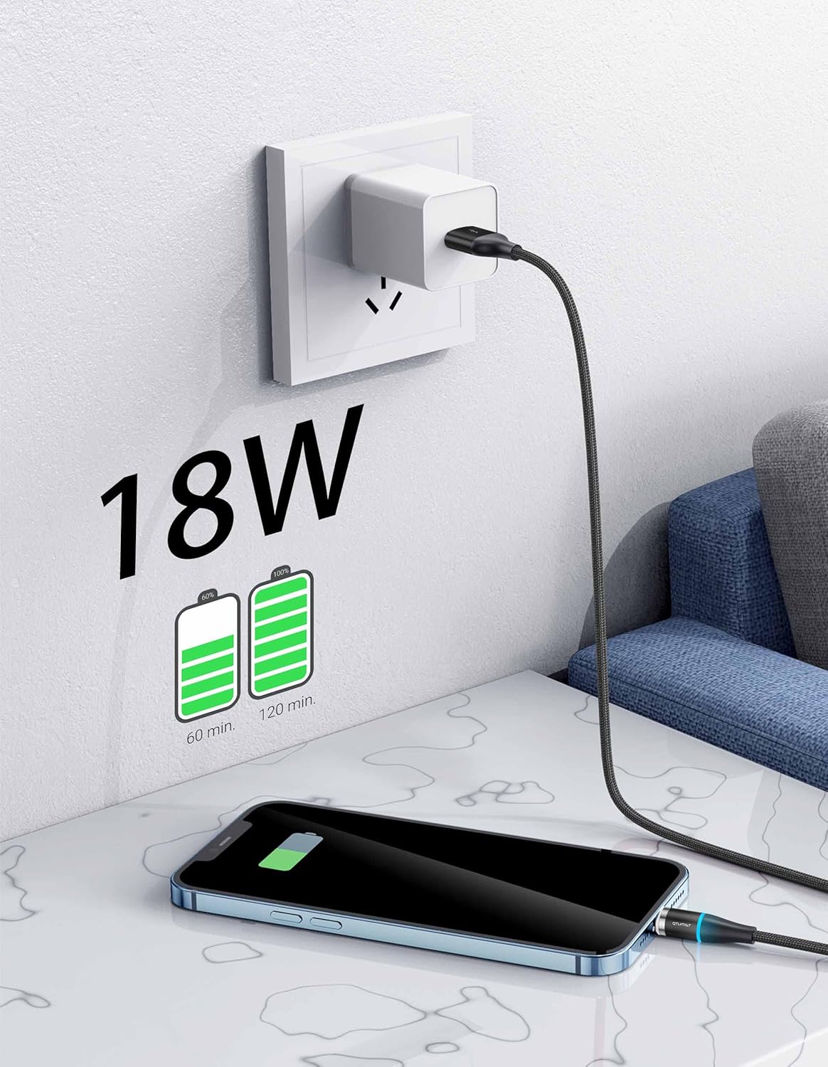 Magnetisches USB-C-Ladekabel (2 Stück, 2 m), Nylon-USB-Typ-C-Kabel, Schnelllade-Schnellladekabel, magnetisches Datenkabel mit magnetischem Adapter, Stecker für Samsung S20 S10 Note10, Huawei, Honor, Xiaomi – Bild 2