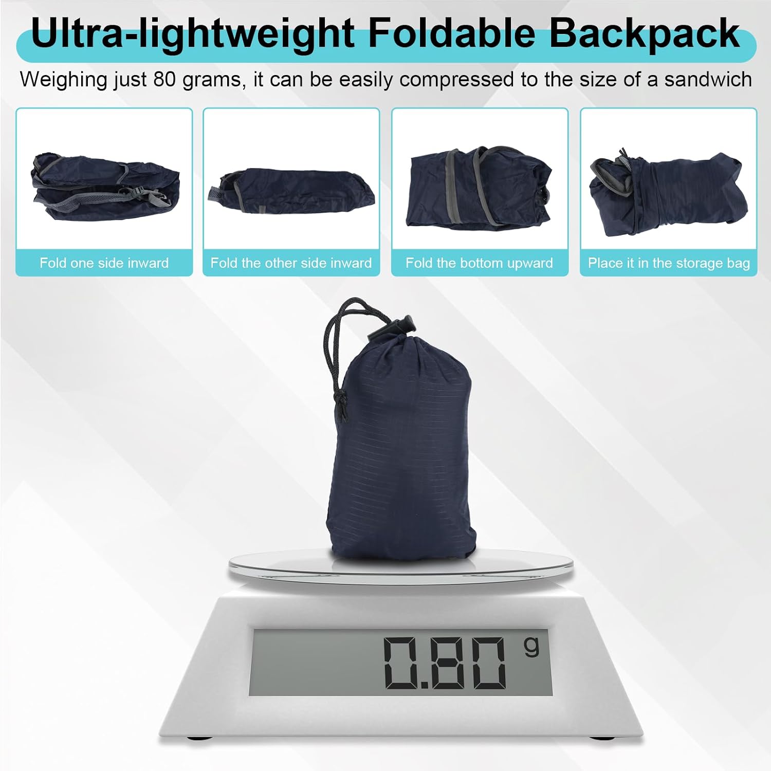 JSMTKJ Ultraleichte faltbare Rucksäcke 2er-Pack, packbare Wanderrucksäcke | Wasserdichter faltbarer Outdoor-Rucksack für Camping, Wandern, Reisen, Sport und Alltag. Ultraleicht – Bild 4
