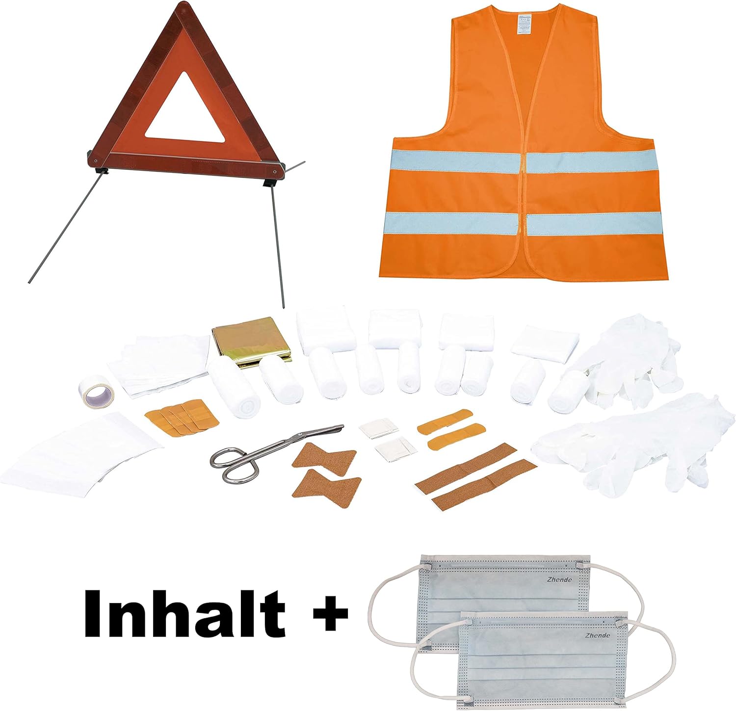 Petex Combo Bag Plus mit Klettband, Euro-Warndreieck, Bandagen und Sicherheitsweste, rot – Bild 6