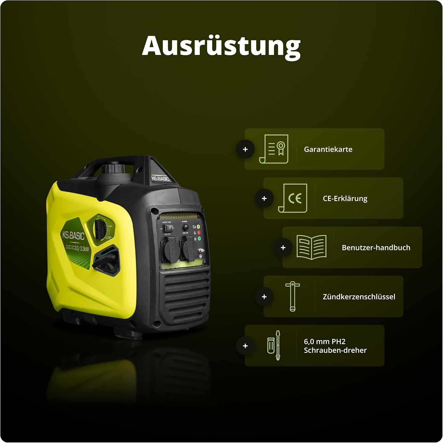 K&S BASIC KSB 33i S Inverter Benzingenerator 3,3 kW, Stromgenerator Inverter hat stabile Ausgangsspannung, schallisoliertes Gehäuse, Benzin-Notstromgenerator mit 100% Kupferwicklung, Generator Inverter – Bild 9