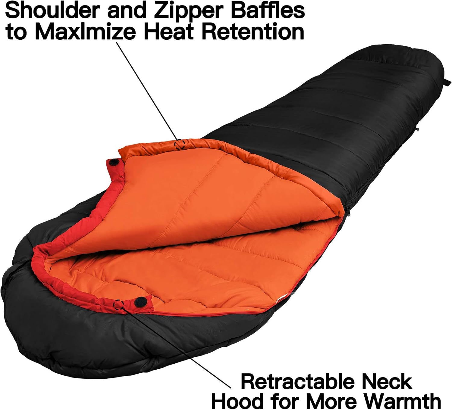 Bessport Schlafsack -10°C -15°C 4 Jahreszeiten Winter Mumienschlafsack Wasserabweisender Schlafsack für Reisen Camping Outdoor Camping oder Indoor – Bild 3